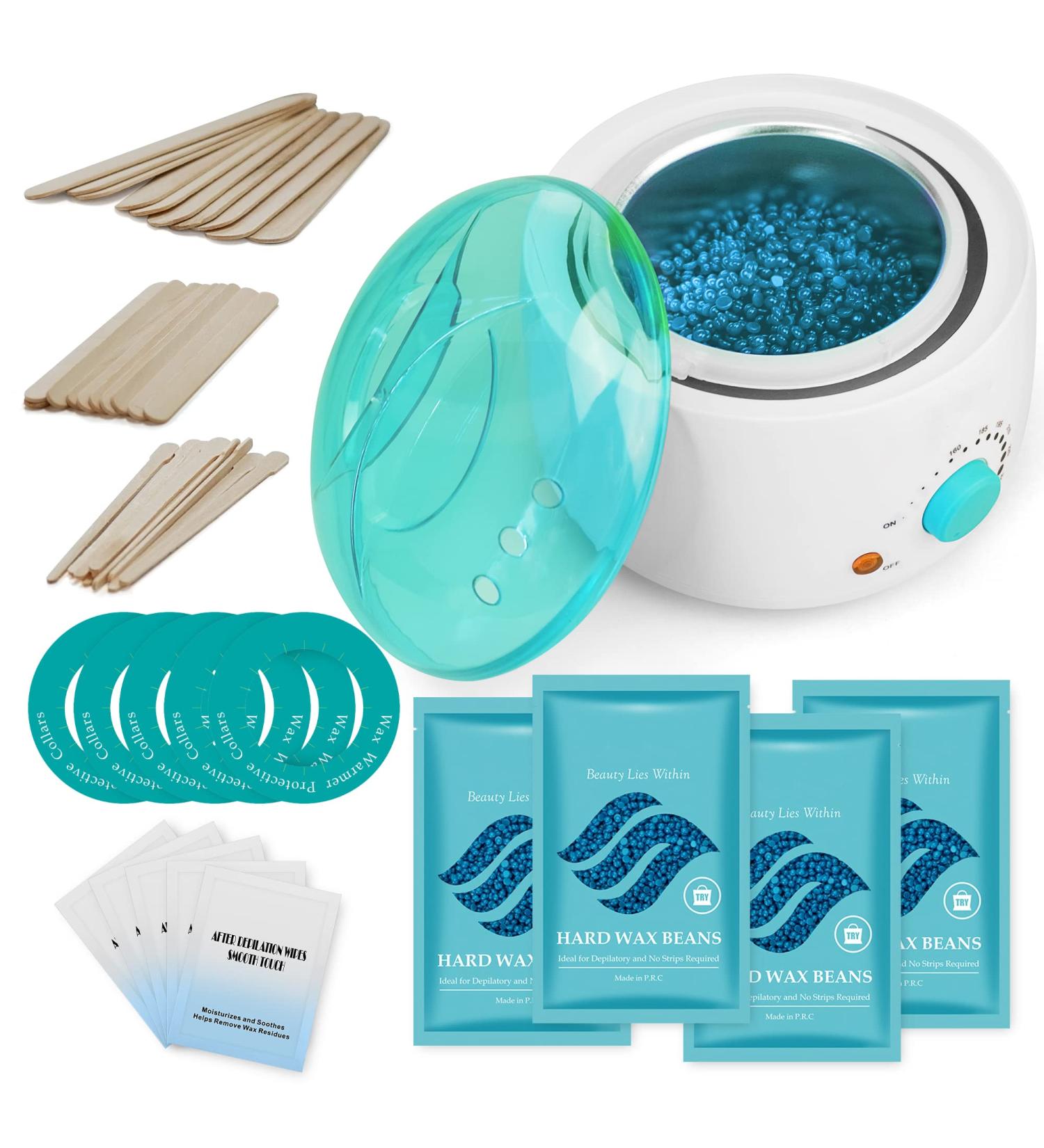 Waxing Kit for Coarse Hair Removal - Hard Wax Warmer Kit with 4 Bags of Beads - Ideal for Full Body, Face, Brazilian, Bikini & Leg Waxing - Buy Online on GoSupps.com