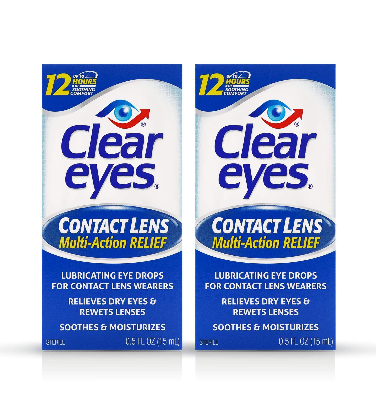 Clear Eyes Contact Lens Relief Eye Drops 0.5 Fl Oz - Pack of 2 | Soothes Dryness & Irritation - Buy Online on GoSupps.com