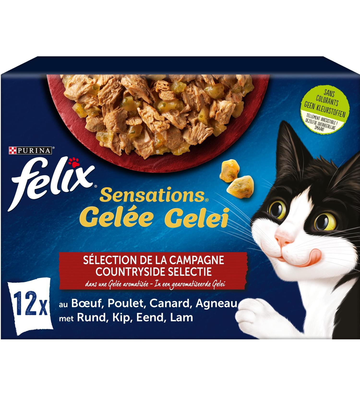 FELIX Sensations Jelly | adult cat | selection of beef chicken duck lamb | 12 x 85 g | freshness pouch