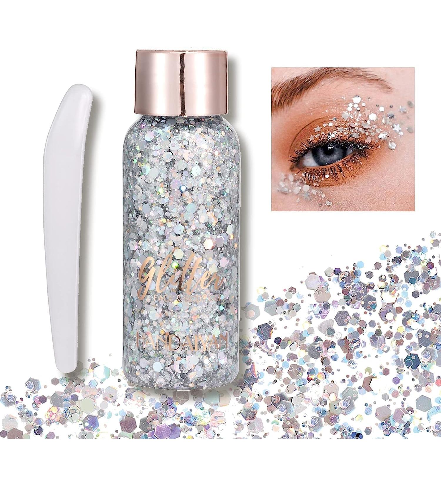 Body Glitter Gel Face Glitter Mermaid Chunky Glitter Hair Glitter Body Festival Glitter Eyeshadow Sequins Glitter for Face Body Eye Hair Nails Makeup Long Lasting Sparkling(Silver) 102#Silver - Buy Online on GoSupps.com