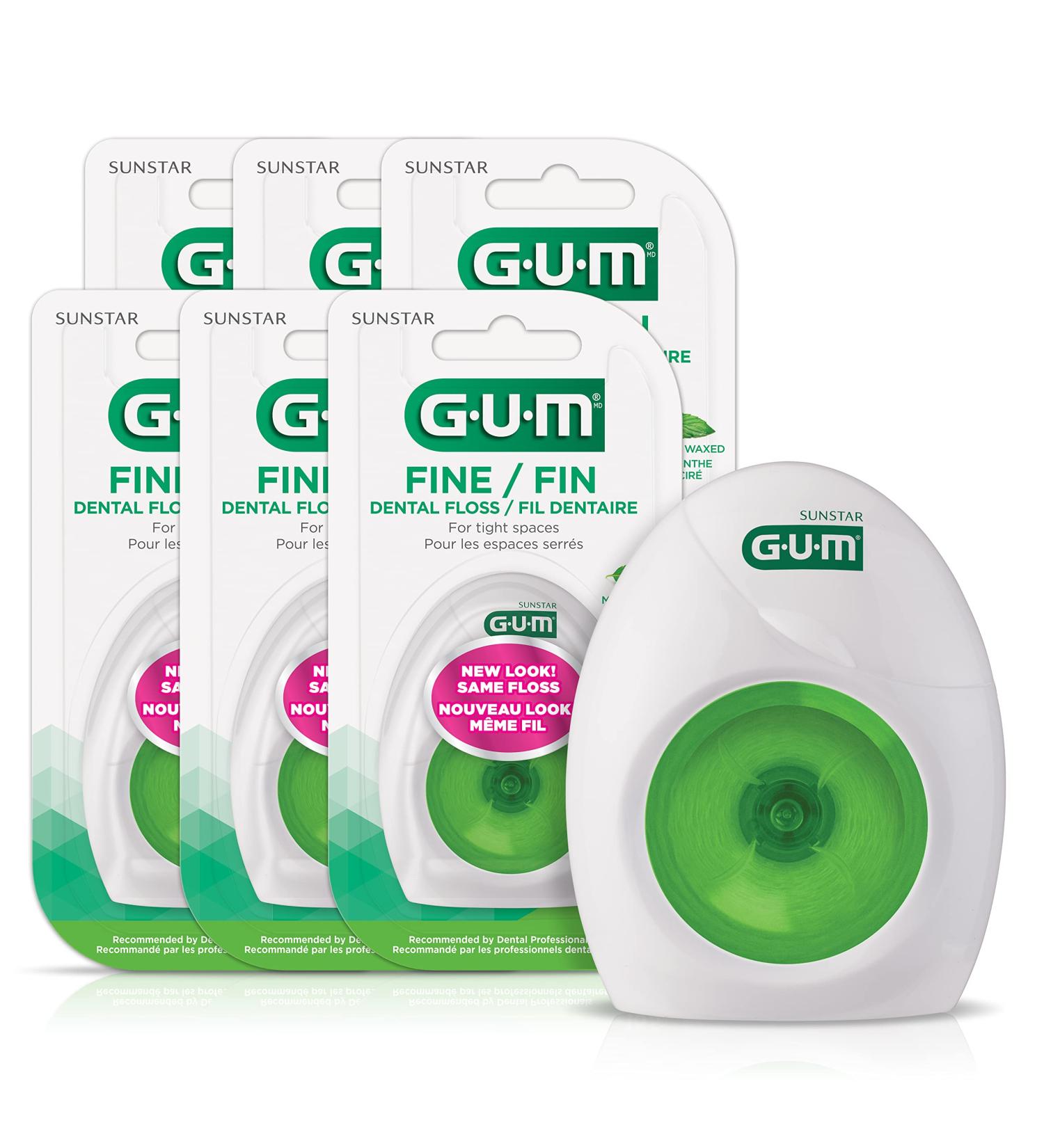 GUM Fine Mint Waxed String Floss 165M Pack of 6 165.00 m (Pack of 6) Fine Mint Waxed - Buy Online on GoSupps.com