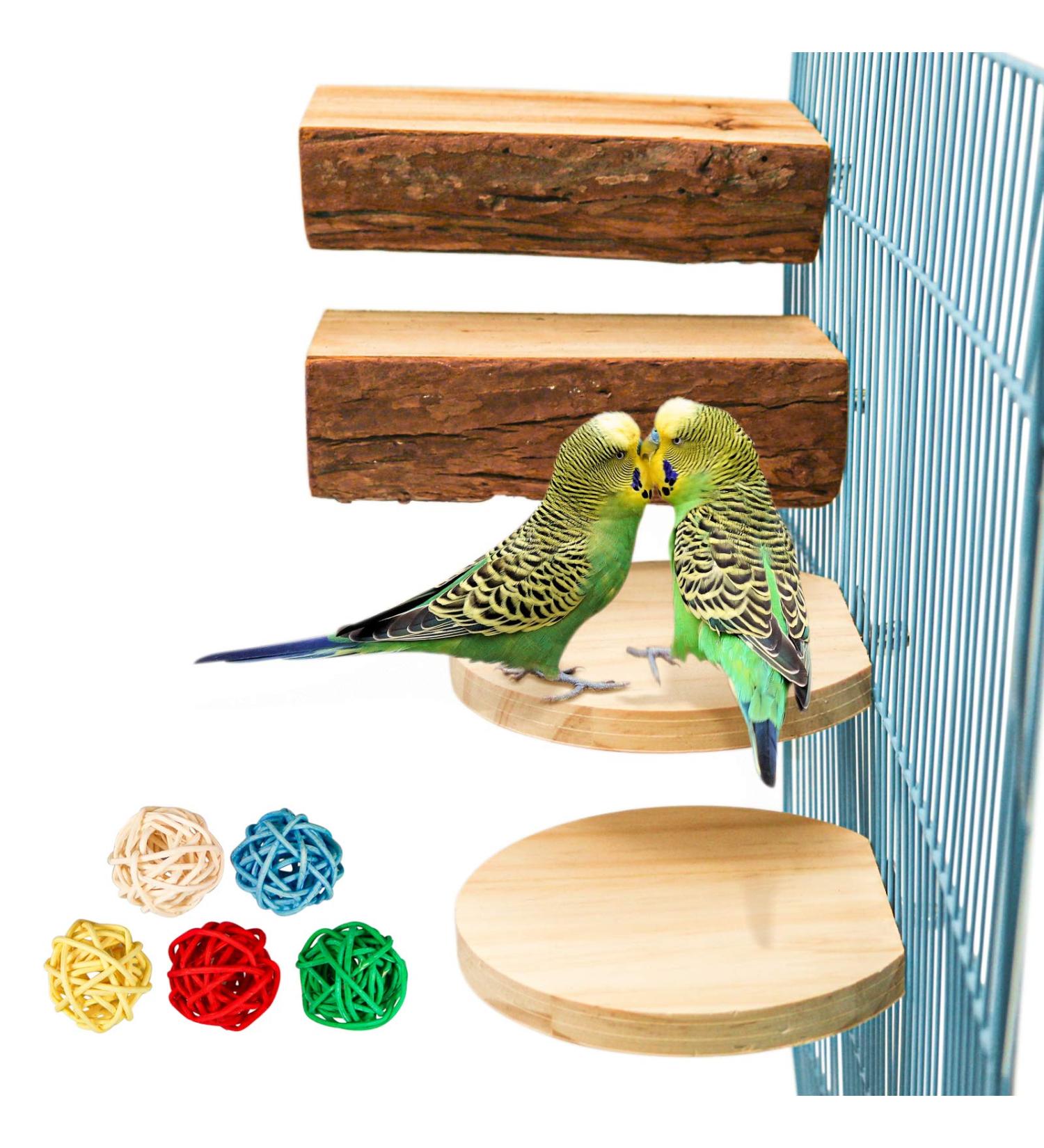 S-Mechanic Natural Wood Parrot Cage Perch Stand for Small/Medium Parrots Lovebird Parakeet - Style 1 - Buy Online on GoSupps.com