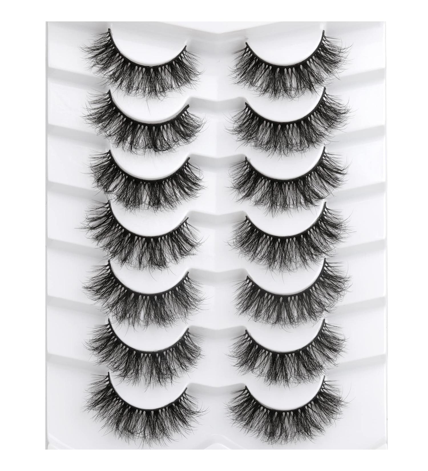 ALICROWN 6D Faux Mink Lashes - 7 Pairs Fluffy & Wispy 17mm Natural False Eyelashes - Buy Online on GoSupps.com