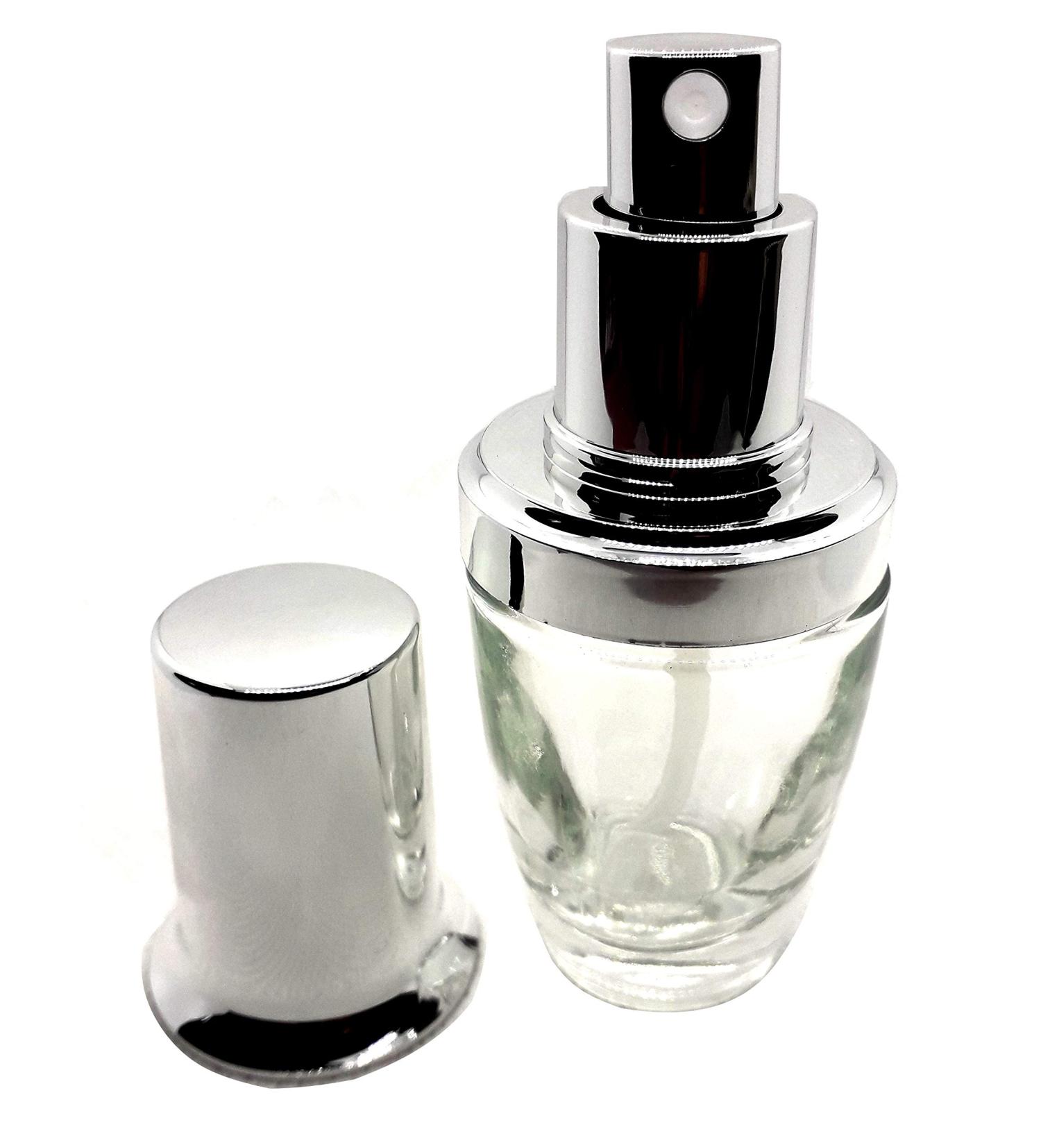 Empty glass perfume bottle conical with silver atomizer (20 ml) 20ml