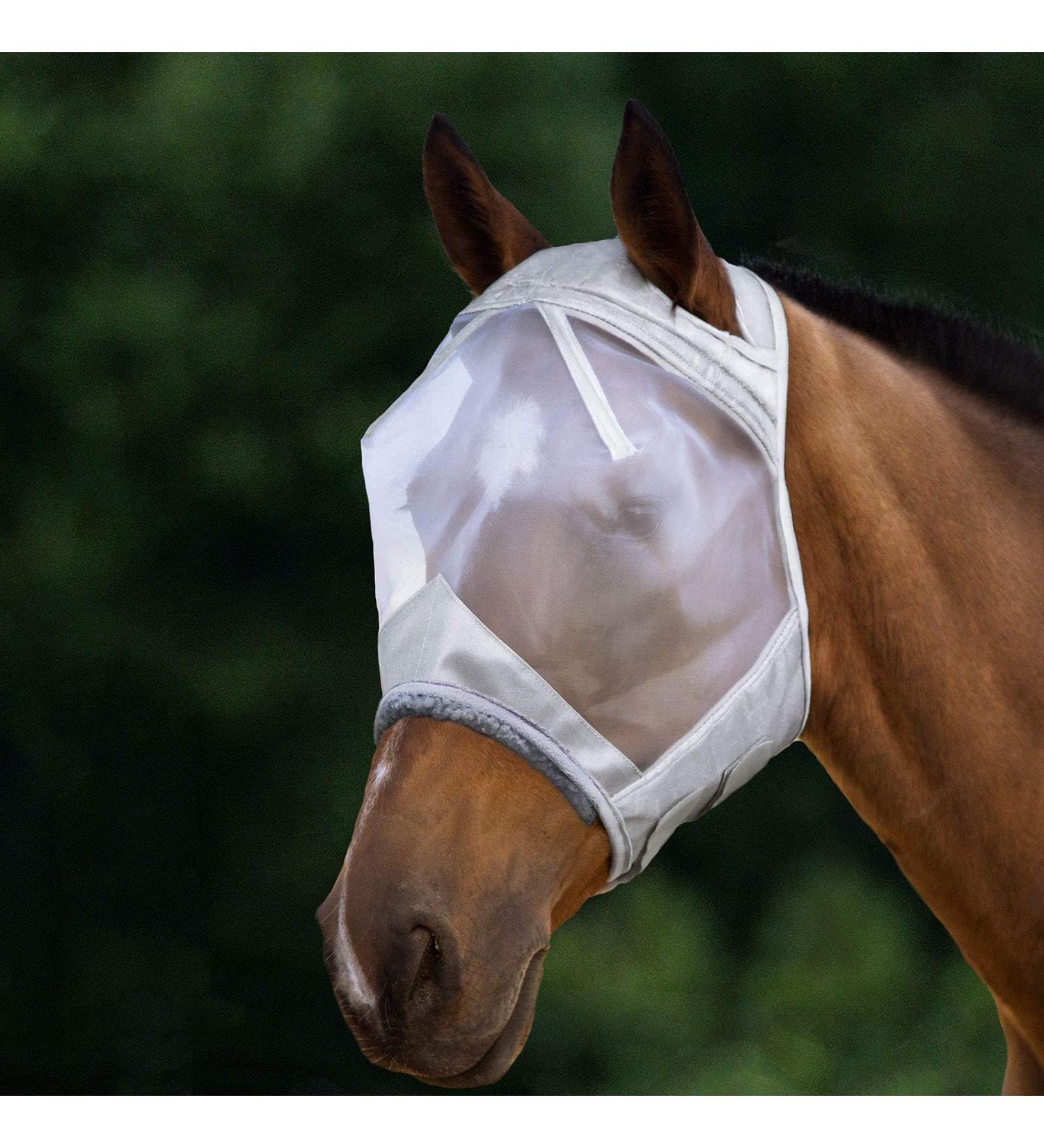 Harrison Howard Caremaster thick fleece upholstery transparent fine mesh horses fly mask UV protection Standard silver (warm blood (l)) l moonlight silver