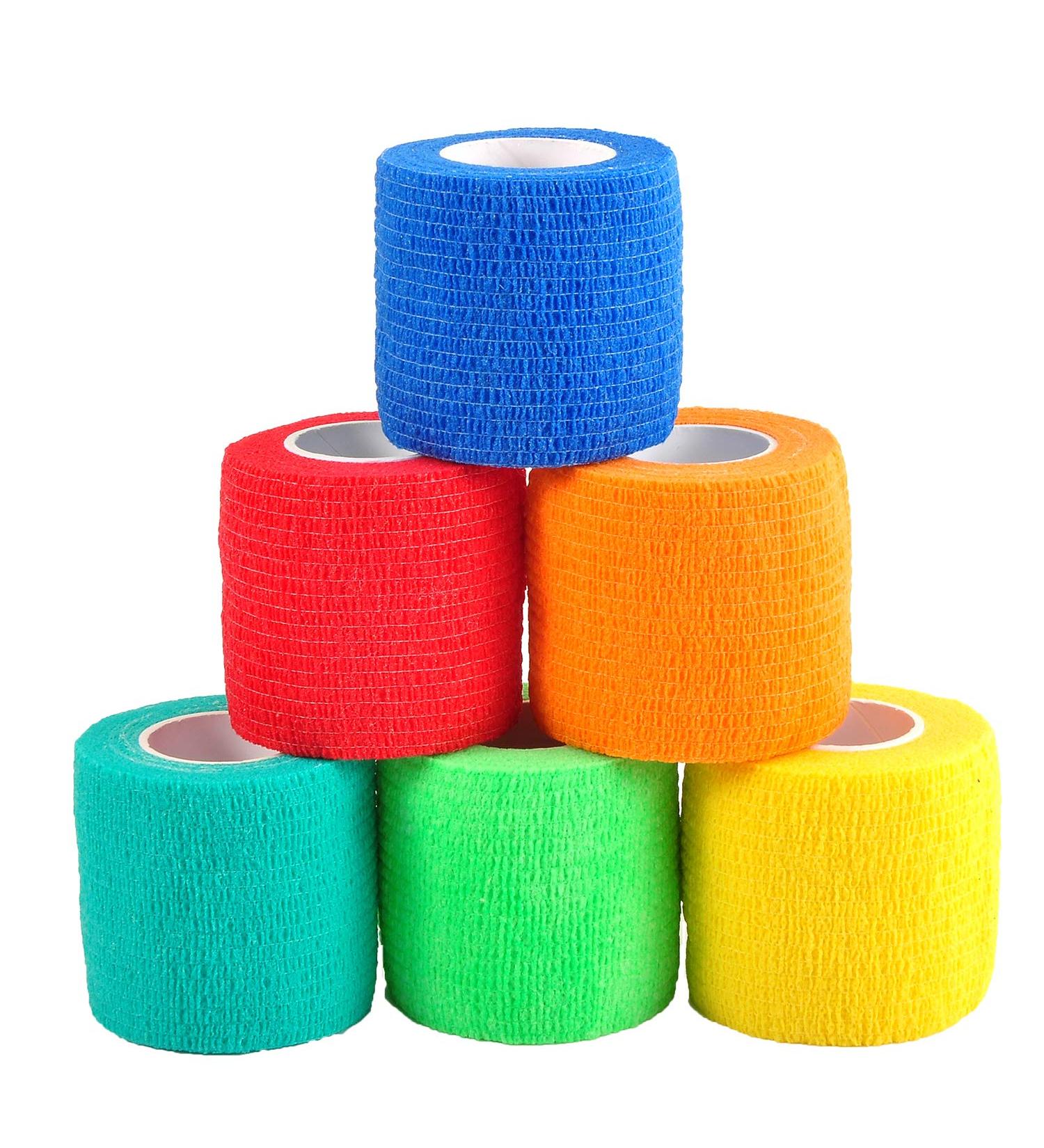 Berolle 6 Rolls 30 Yards Pet Vet Wrap Cohesive Bandages Self Adhesive Bandage Non-woven Elastic Sports Bandages for Wrist and Ankle Sprains Swelling(5cm Wide) - Buy Online on GoSupps.com