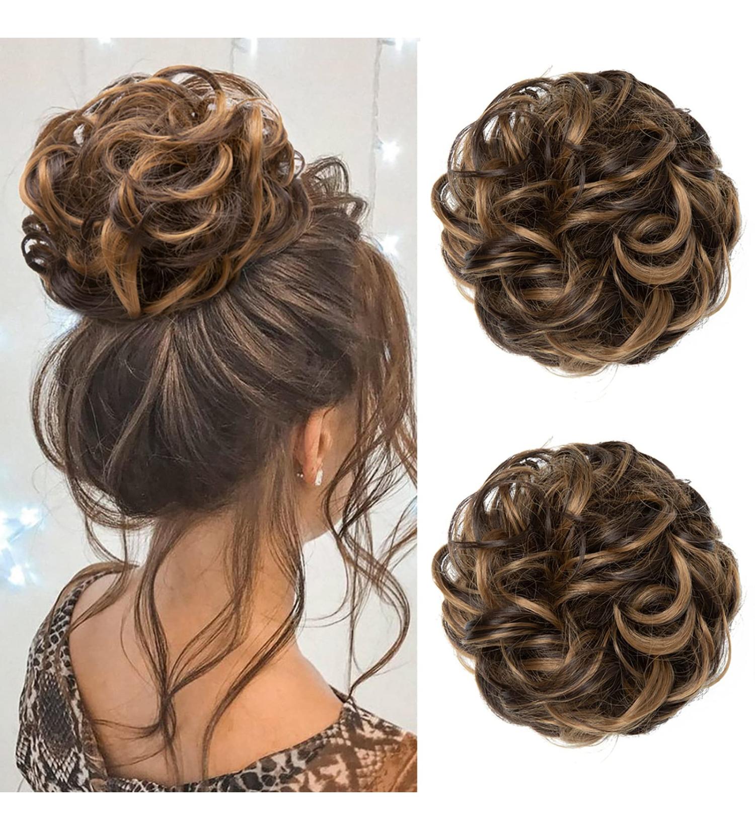 Jjstar 2-Piece Hair Part & Rubber Band Set Perfect Dutt Hair Ties for Messy Buns & Updos in Dark Brown & Golden for Women & Girls - Buy Online on GoSupps.com