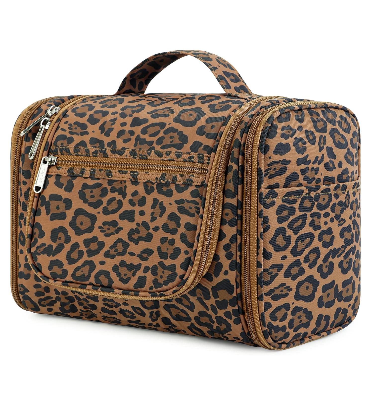 Large Hanging Toiletry Wash Bag Travel Makeup Cosmetic Organizer for Men Women by WANDF (Brown Leopard) - Buy Online on GoSupps.com