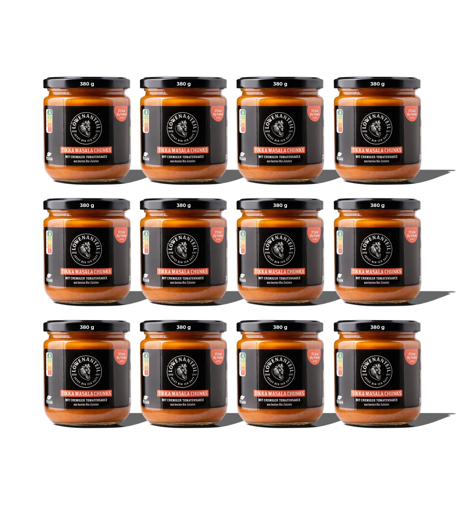 Buy Lion Content Chunky Bowls Tikka Masala - Vegan Chicken Gluten-Free 12x380g - Healthy Ready Meals Rich in Protein - Buy Online on GoSupps.com