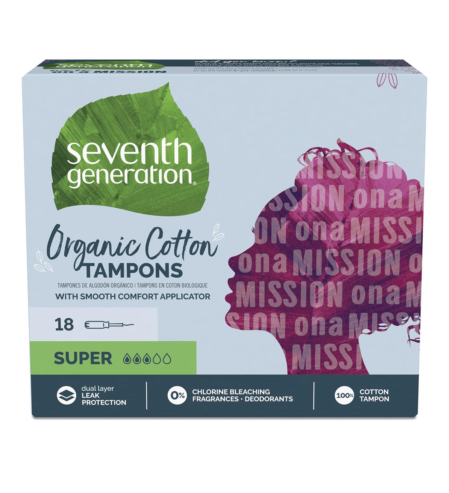 Seventh Generation Organic Cotton Tampons Super Absorbency 36 Count, Pack of 2 - Buy Online on GoSupps.com