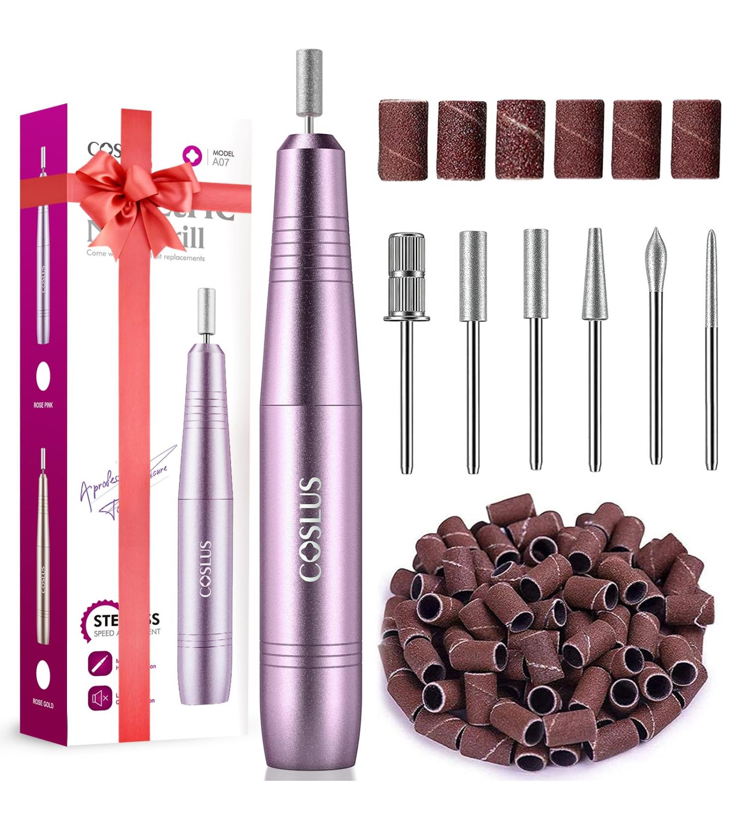 Adjustable Speed Electric Nail File Drill Set | Portable Manicure Pedicure Kit | 6 Bits 31 Sanding Bands | Ideal Gift for Beginners and Women | Corded Light Purple - Buy Online on GoSupps.com
