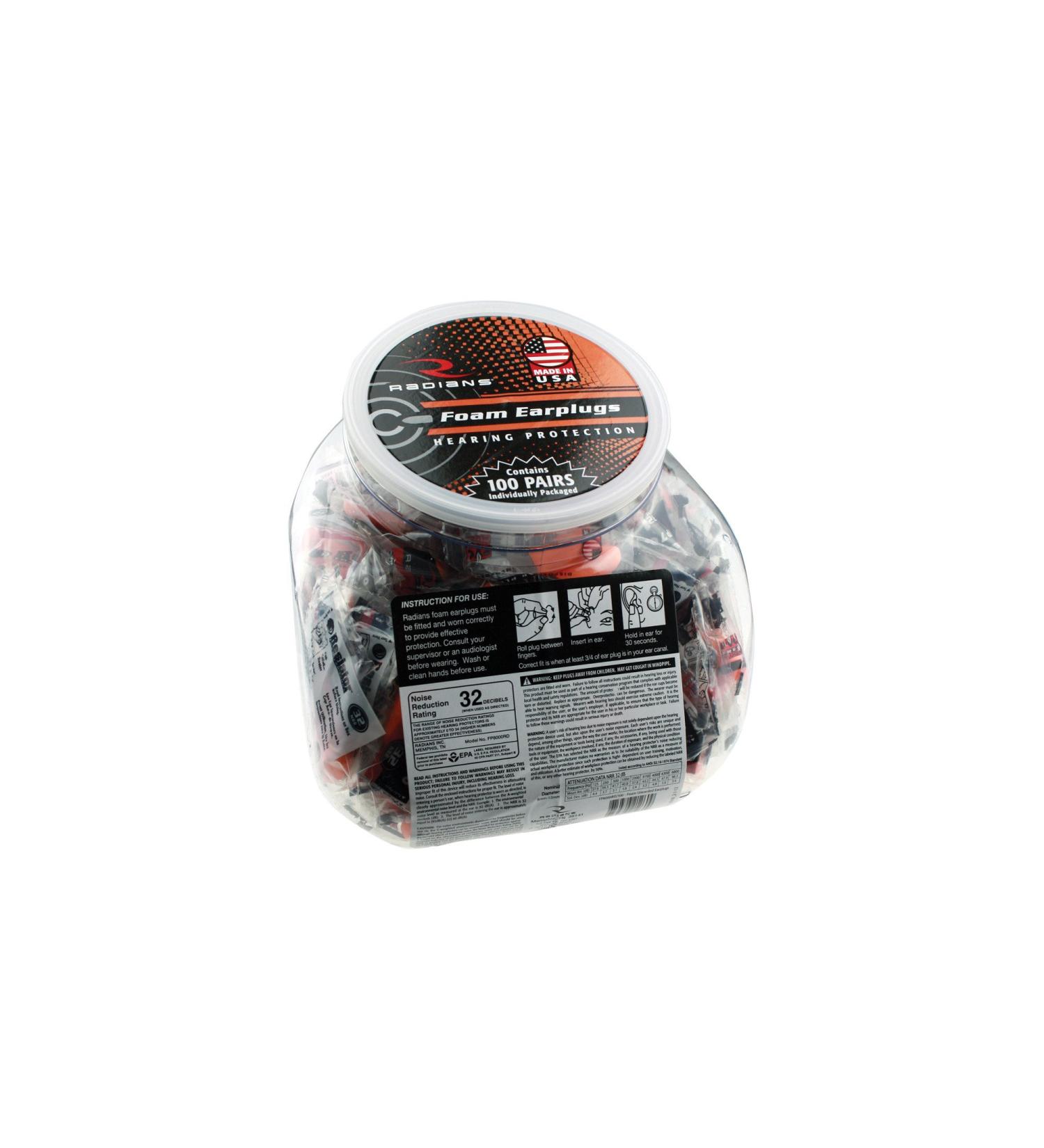 Radians Foam Plugs Nrr32 100/Jar  One Size  FP8000RD/100