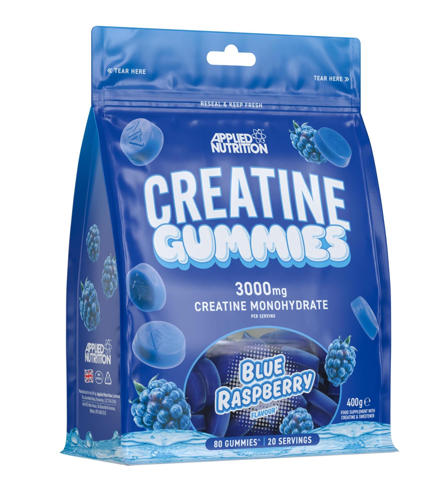 Applied Nutrition Creatine Gummies 3000mg Creatine Monohydrate Per Serving 80 Chewable Vegan Gummies for Strength Power & Recovery 20 Servings 1 Pack Blue Raspberry Blue Raspberry 1 Pack - Buy Online on GoSupps.com