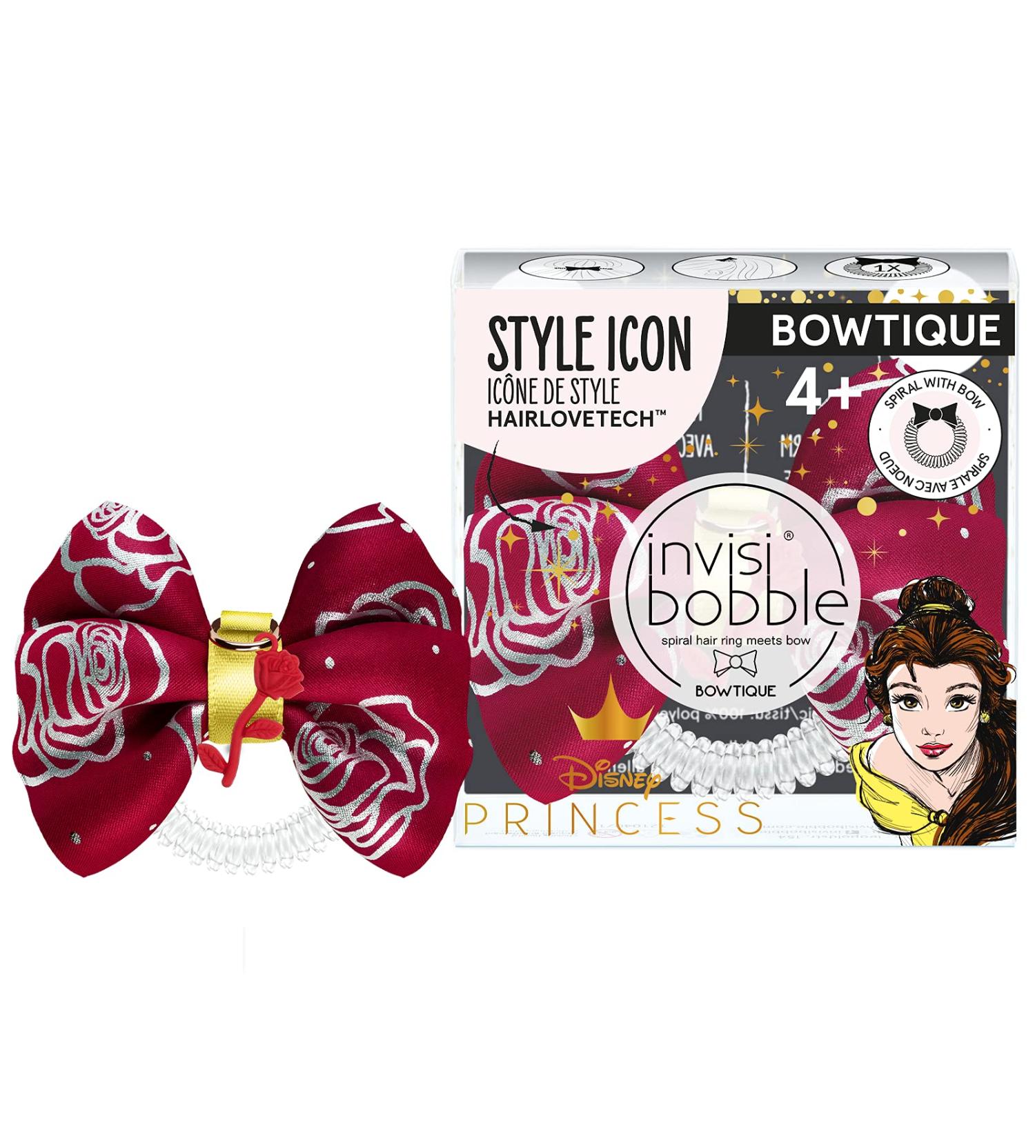 Invisibobble Bowtique Spiral Hair Ring with Bow - Disney Princess Belle | Strong Elastic Grip Coil Accessories for Women - Gentle for Girls, Teens, & Thick Hair - Buy Online on GoSupps.com