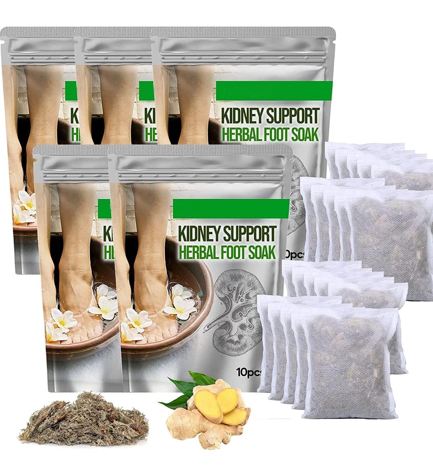 (100% Effective) 5box-50pcs Kidney Support Herbal Foot Soak | Lymphatic Drainage Ginger Foot Soak | Natural Mugwort Herb Foot Soak - Buy Online on GoSupps.com