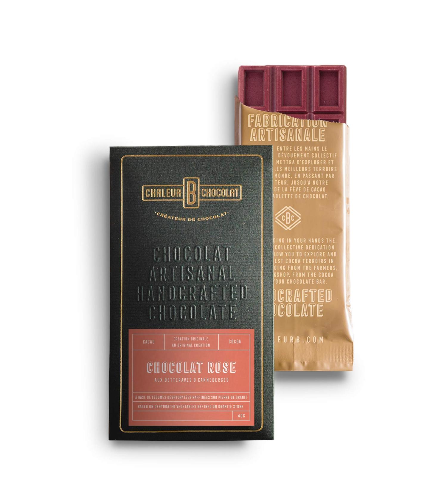 Handcrafted Red Chocolate Bar - Beet and Cranberry - 40g - Chaleur B Chocolat - Buy Online on GoSupps.com
