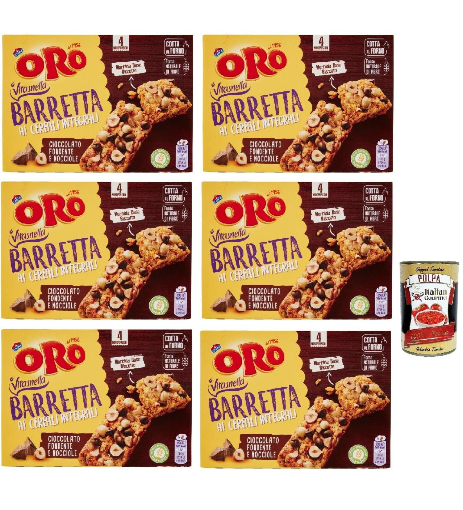  Italian Gourmet E.R. Oro Saiwa Barretta ai Cereali Integrali e al Cioccolato Fondente e Nocciole snack bar with whole cereals and dark chocolates and hazelnuts 6 x 160 g + Italian Gourmet pulp 400 g - Buy Online on GoSupps.com