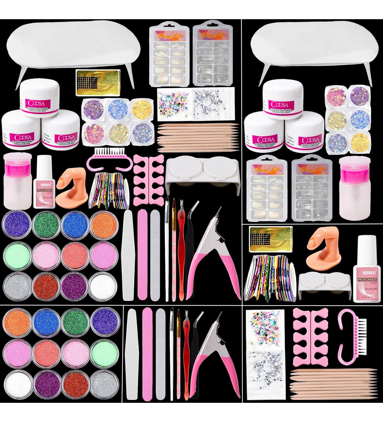 Coosa Acrylic Nail Tools & Glitter Art Kit with Nail Dryer - Professional Manicure Set - Buy Online on GoSupps.com