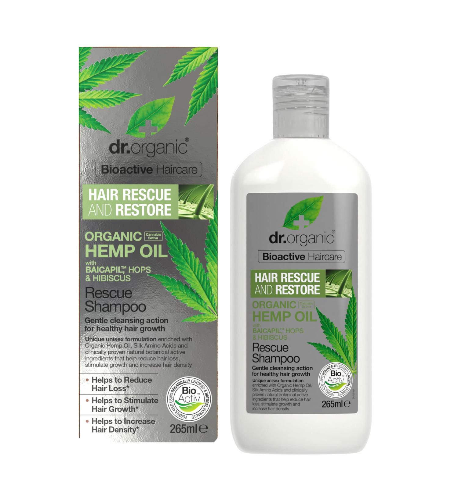 Dr Organic Hemp Oil Rescue Shampoo 265ml - Natural, Vegetarian, Cruelty-Free, Paraben & SLS Free, Eco-Friendly | For Women & Men - Buy Online on GoSupps.com