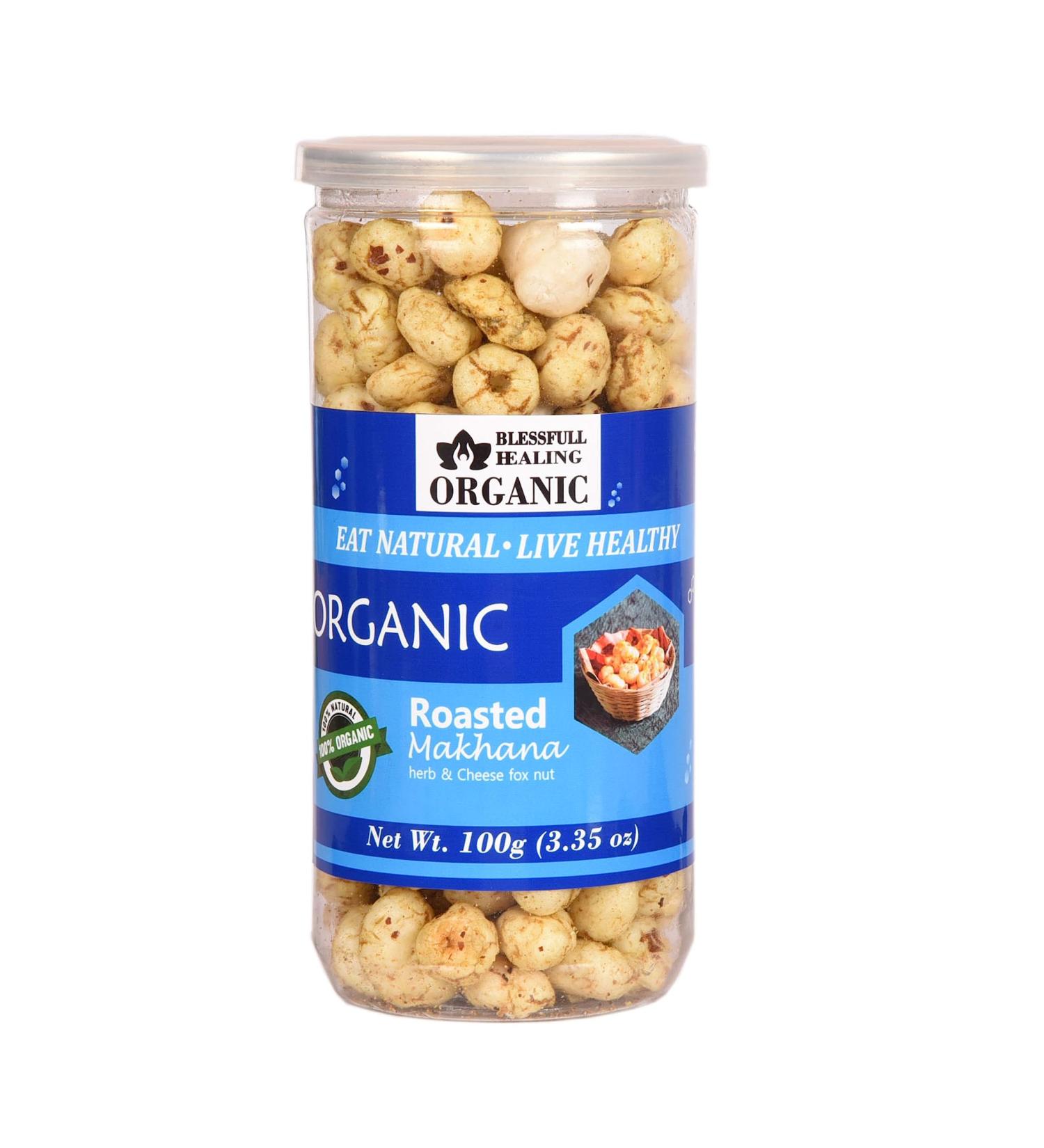 Blessfull Healing Makhana with Roasted Organic Herbs & Cheese Flavor - 100g | Healthy Snack for International Shipping - Buy Online on GoSupps.com