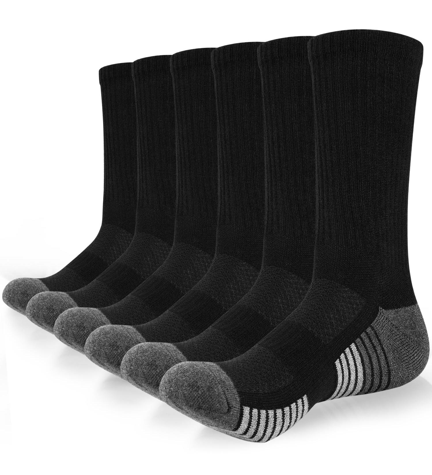 Coskefy Cotton Sneaker Socks for Men & Women - 6 Pairs Long Warm Hiking & Sports Socks (Size 39-42 Black-M08) for Fitness Tennis Jogging & Everyday Wear - Buy Online on GoSupps.com
