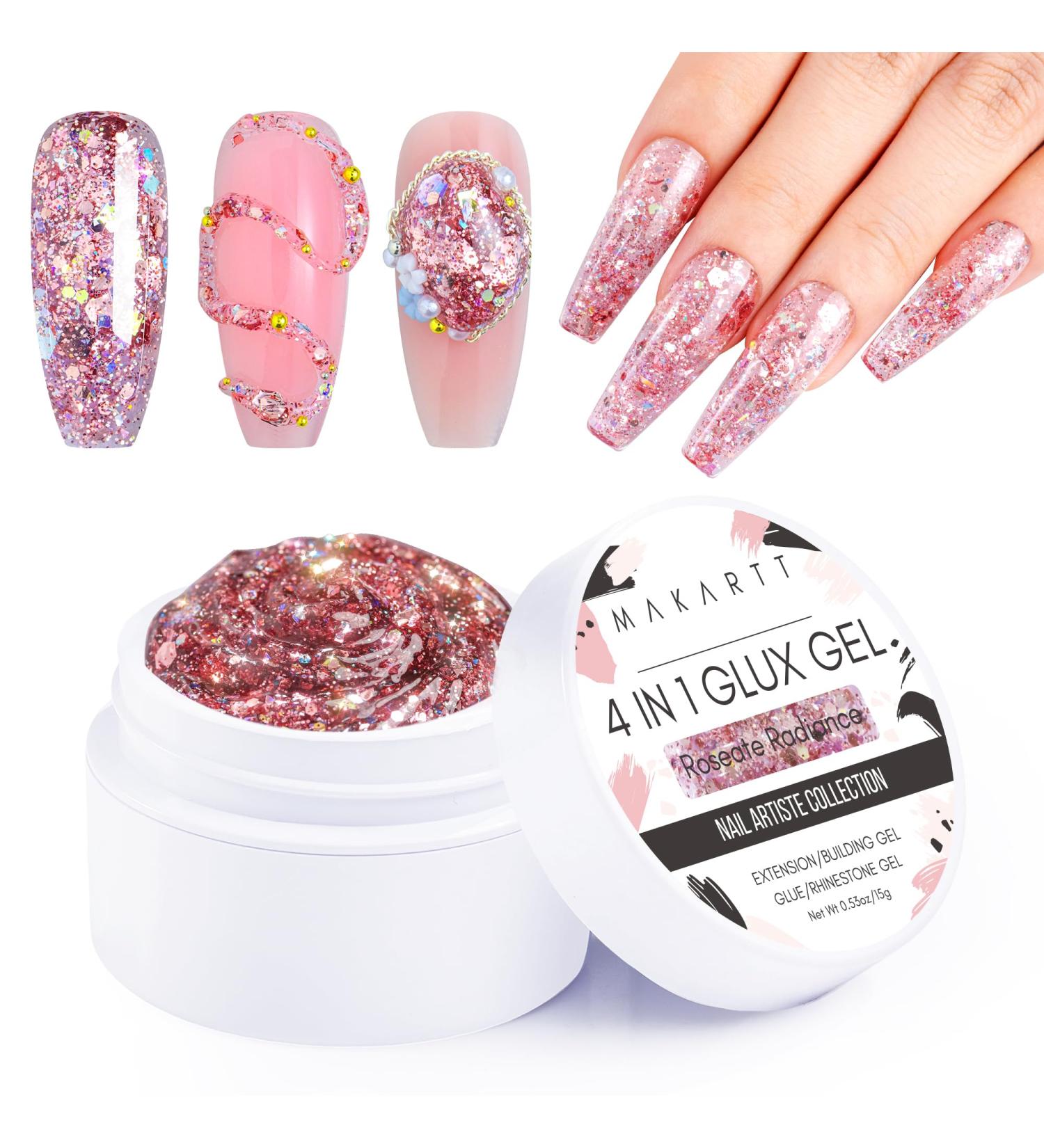 Makartt 4 in 1 Solid Builder Gel for Nails - Nail Extension, Sculpting, Glue & Rhinestone Adhesion | Hard Gel, Lamp Required - Roseate Radiance - Buy Online on GoSupps.com