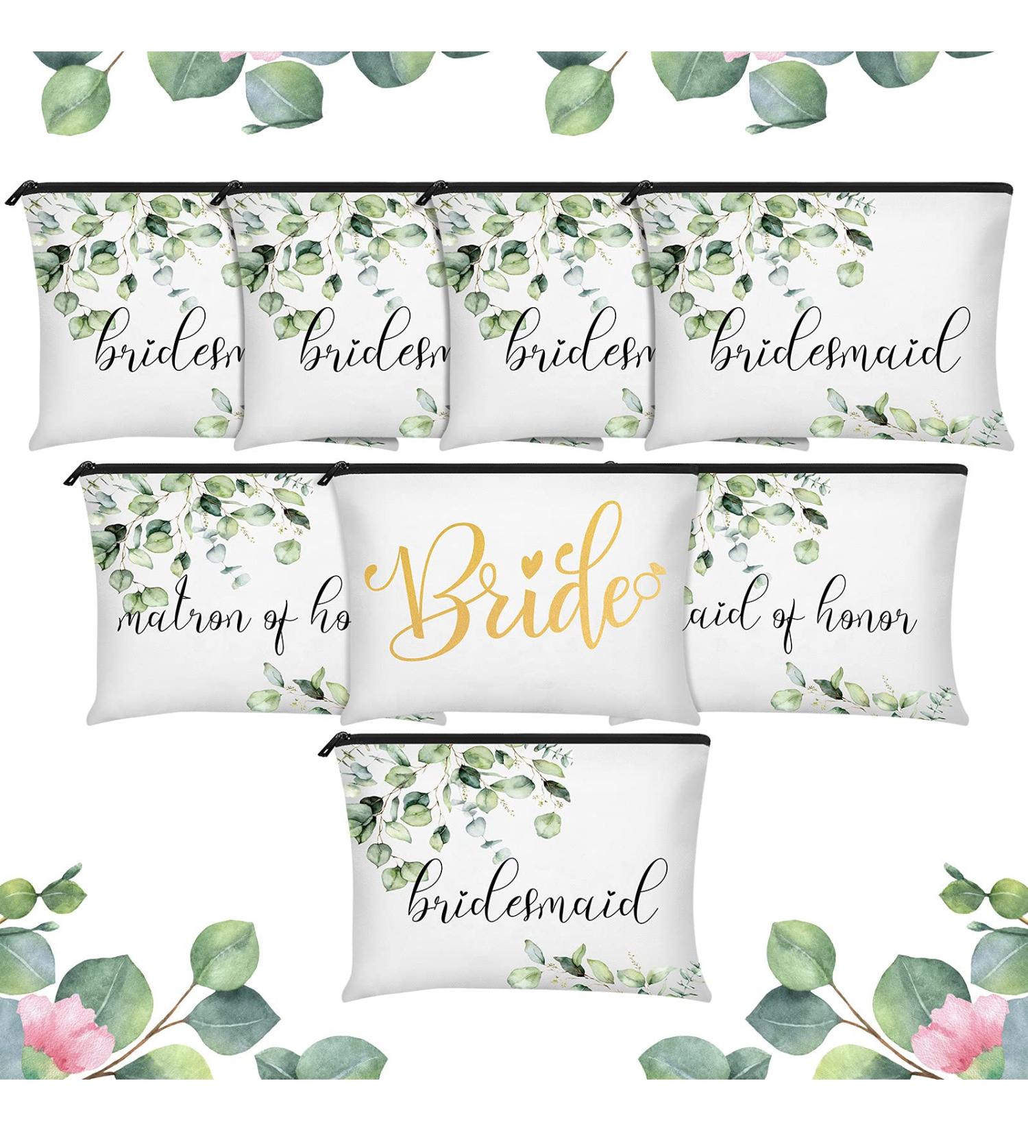 8-Piece Bridesmaids Makeup Bag Set | Wedding Bridal Cosmetic Canvas Bags | Matron of Honor Gift | Fresh Pattern | Ideal for Women at Wedding Parties - Buy Online on GoSupps.com