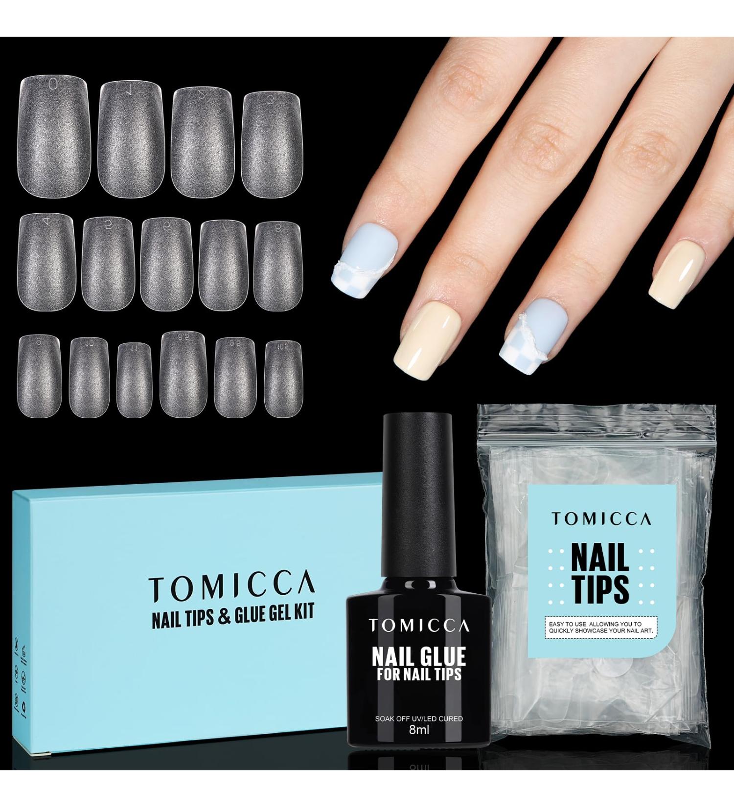 TOMICCA Nail Extension Kit: 4 In 1 Nail Tips and Glue Gel Set with 150 Short Square Nails - Easy DIY Acrylic Nail Art Kit for Women and Girls - Buy Online on GoSupps.com