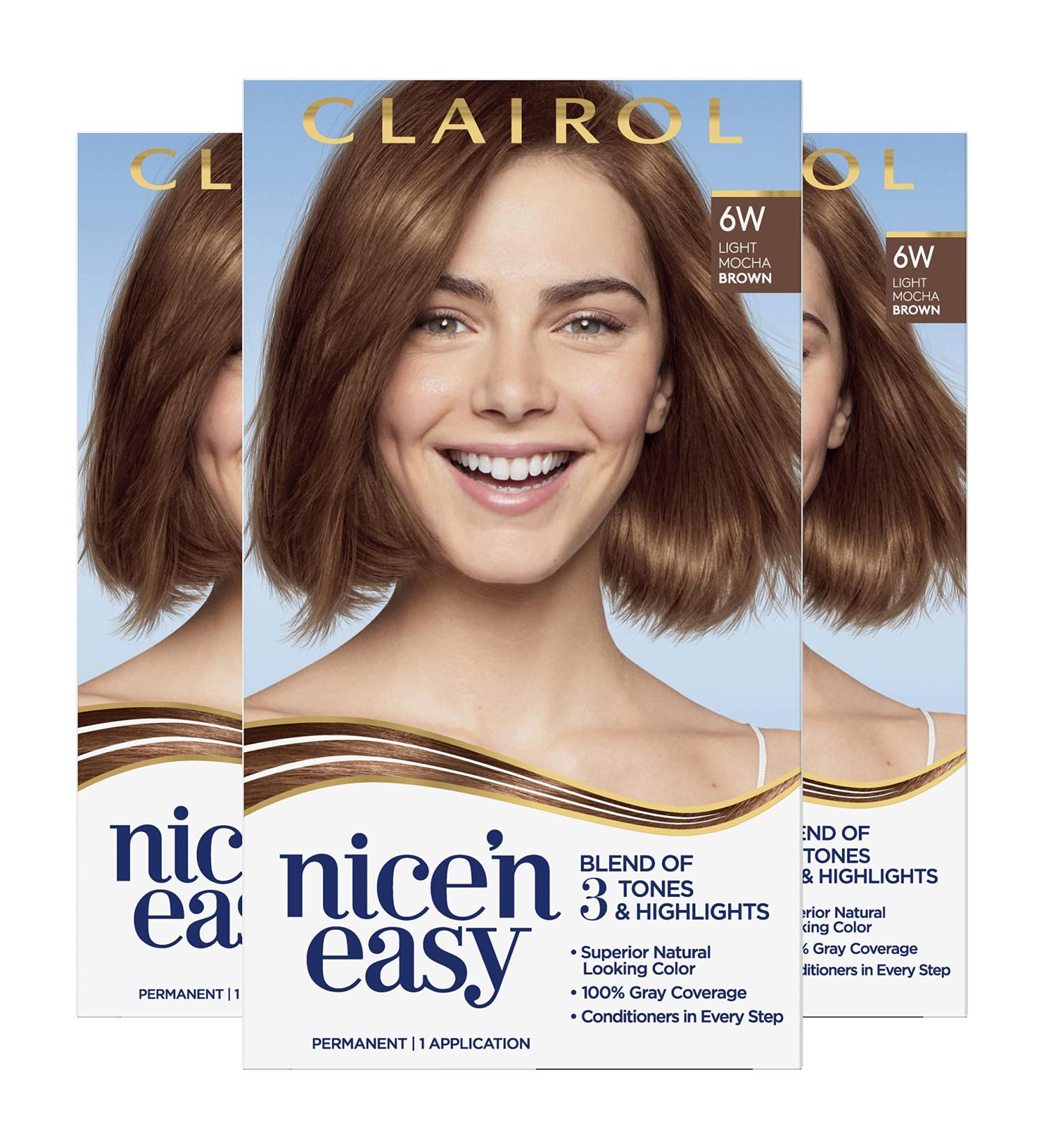 Clairol Nice'n Easy 6W Light Mocha Brown Hair Dye Pack of 3 - 6.26 Fl Oz - Buy Online on GoSupps.com