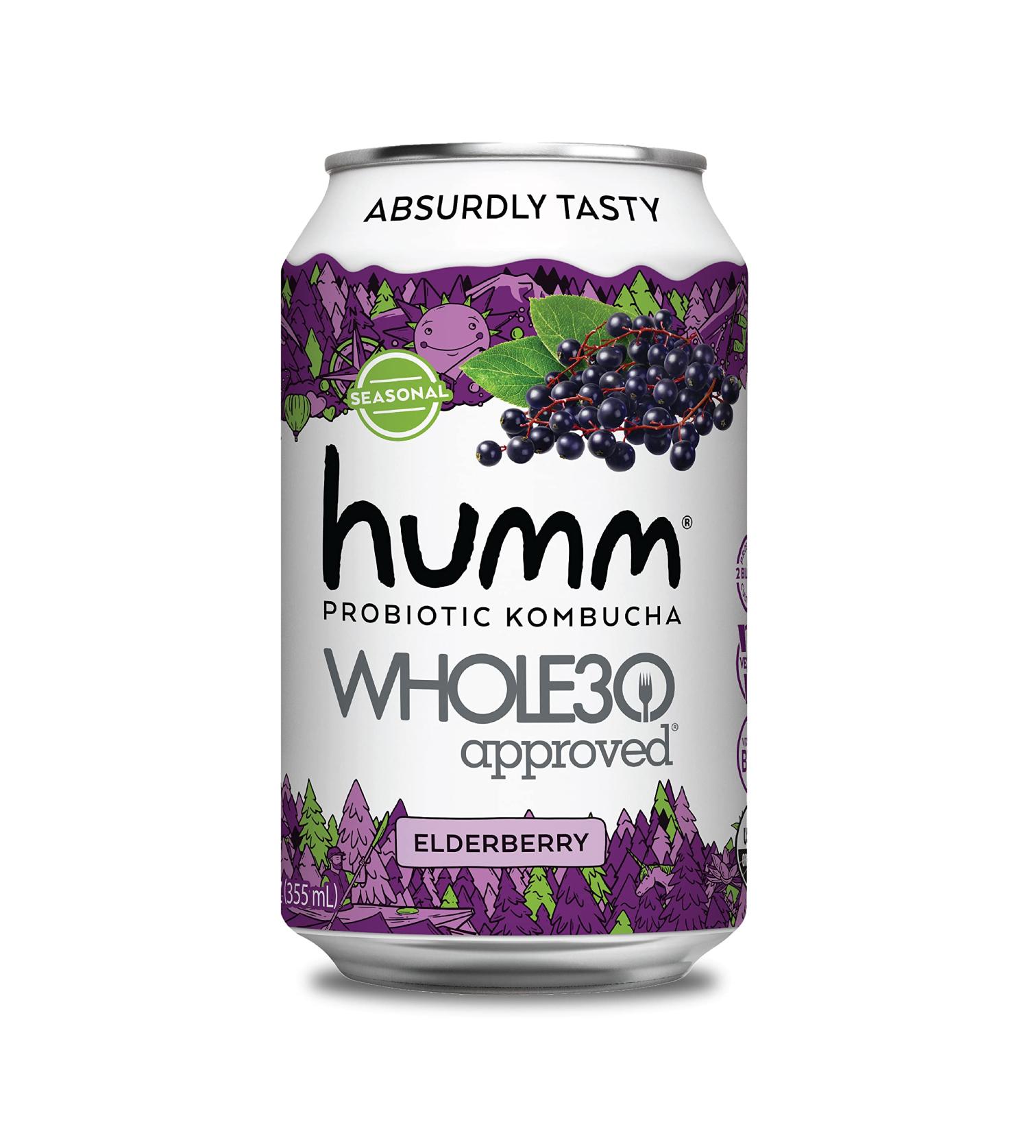 Humm Whole30 Approved Probiotic Kombucha Elderberry - No Added Sugar - 2 Billion Probiotics - Organic  Vegan & GMO-Free (12 Pack) 12 Fl Oz (Pack of 12) - Buy Online on GoSupps.com