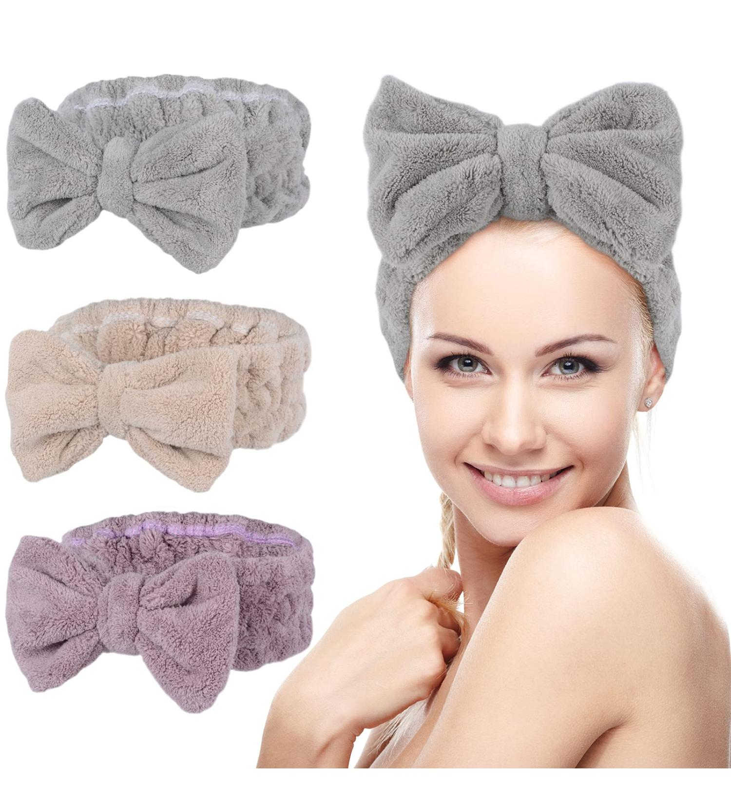 Kinhwa Microfiber Hair Bands for Makeup Yoga & Spa - 3 Multicolored Hair Protection Headbands (Purple Light Brown Gray) - Buy Online on GoSupps.com