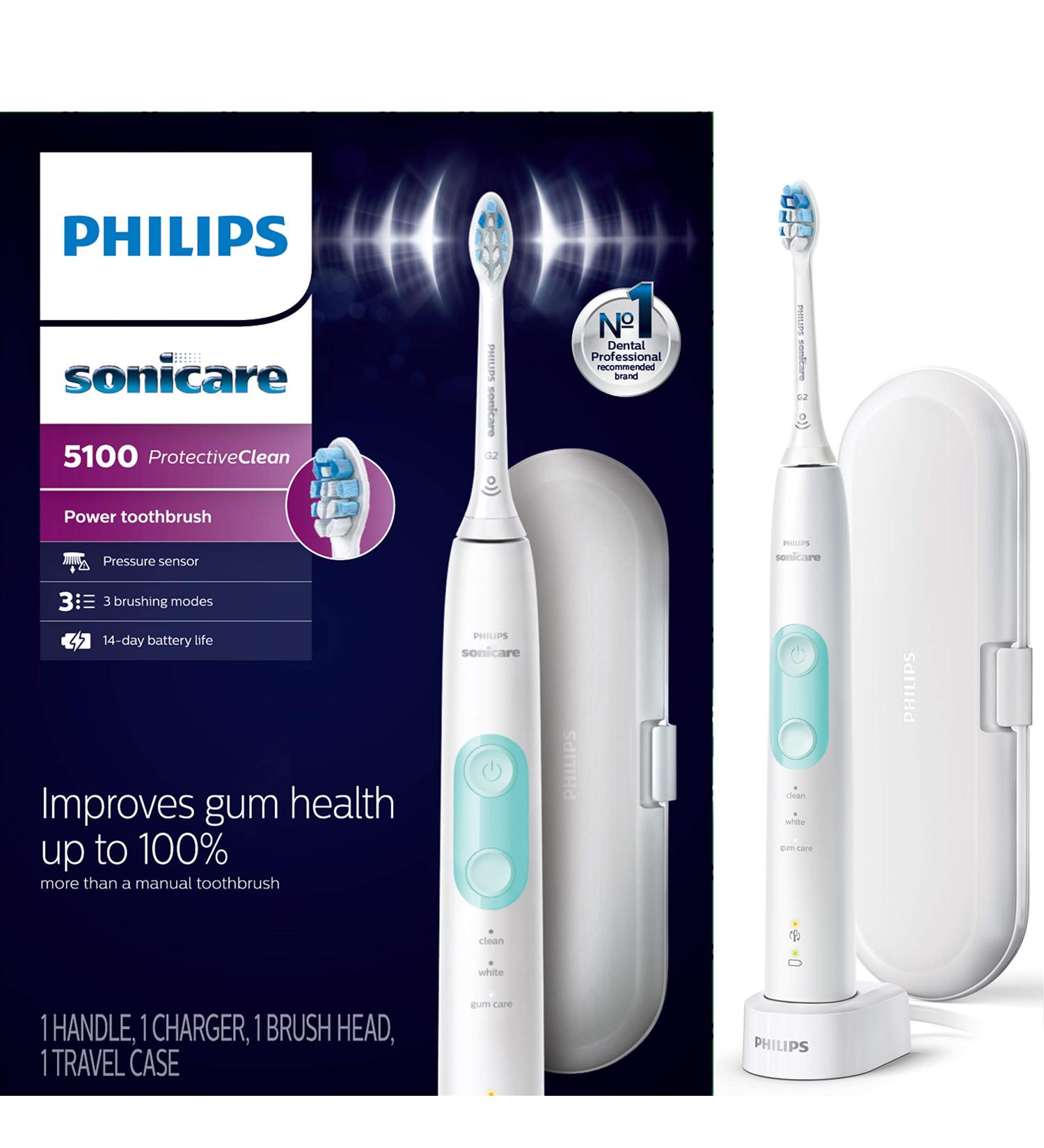 Philips Sonicare ProtectiveClean 5100 Electric Toothbrush HX6857/11 - White | Rechargeable Power Toothbrush - Buy Online on GoSupps.com
