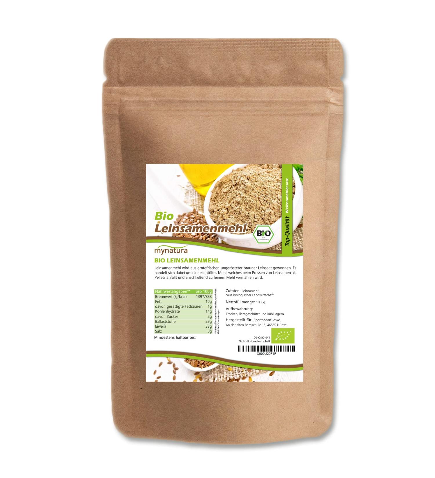 Mynatura Bio Flaxseed Flour 2x1000g - Gluten-Free Vegan & Versatile Organic Baking Ingredient - Buy Online on GoSupps.com