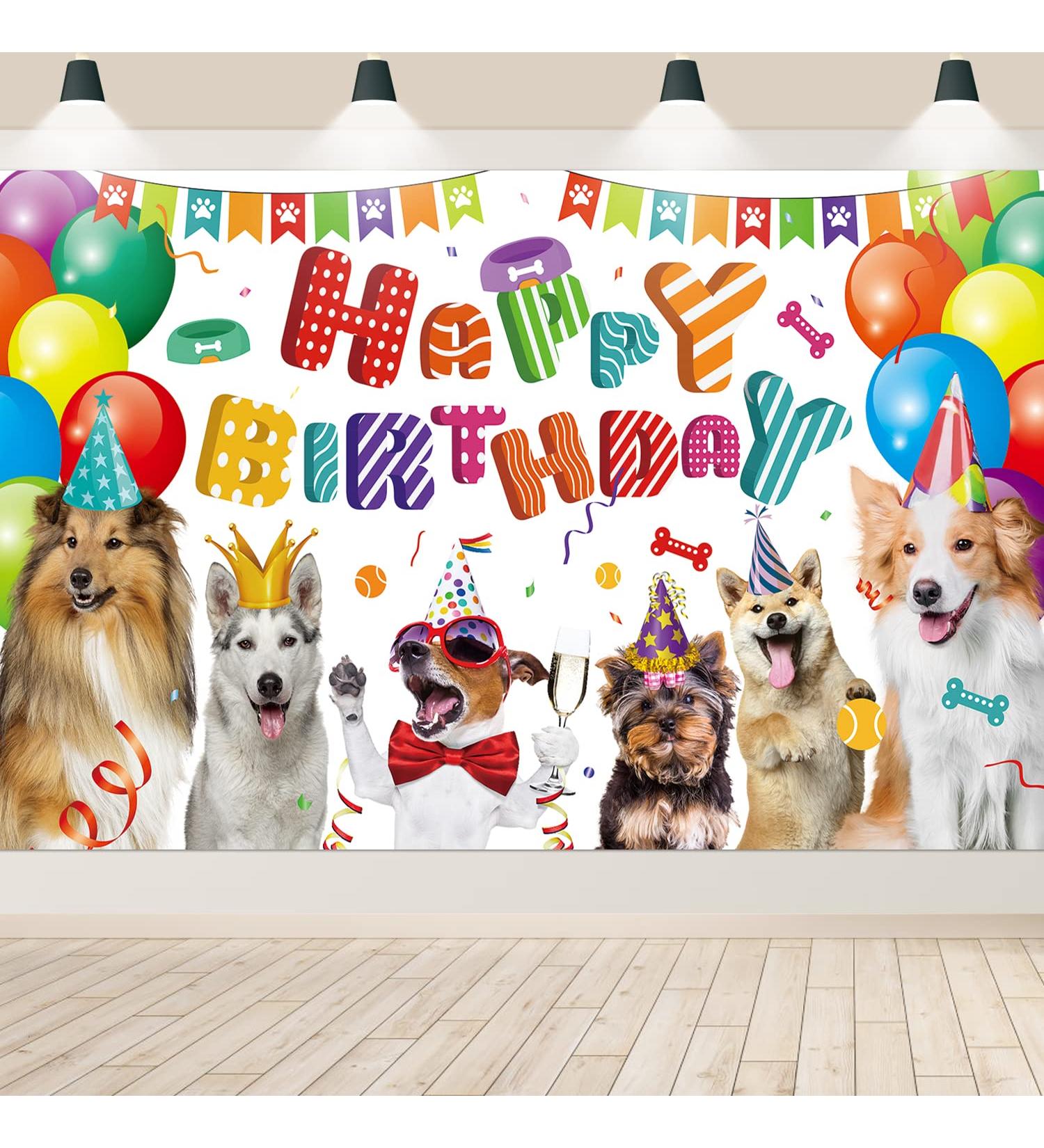 Dog Happy Birthday Backdrop Dog Birthday Party Decorations Puppy Photography Background for Pets Puppy Kids Dog Theme Birthday Party Supplies - Buy Online on GoSupps.com