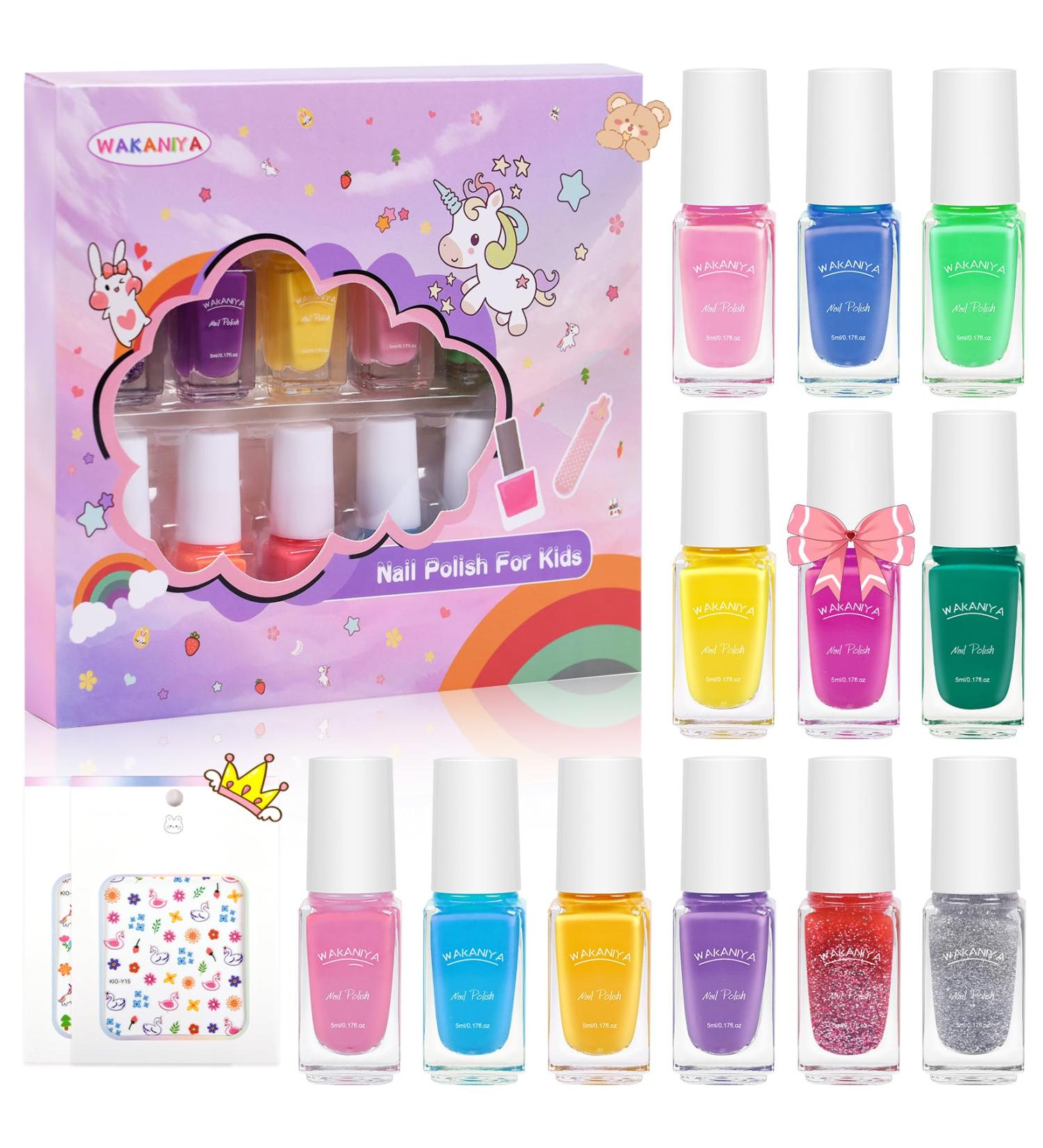 Non-Toxic Children's Nail Polish Set - 12 Fast Drying Colors with Peel-Off Formula | Perfect Gift for Girls - Buy Online on GoSupps.com