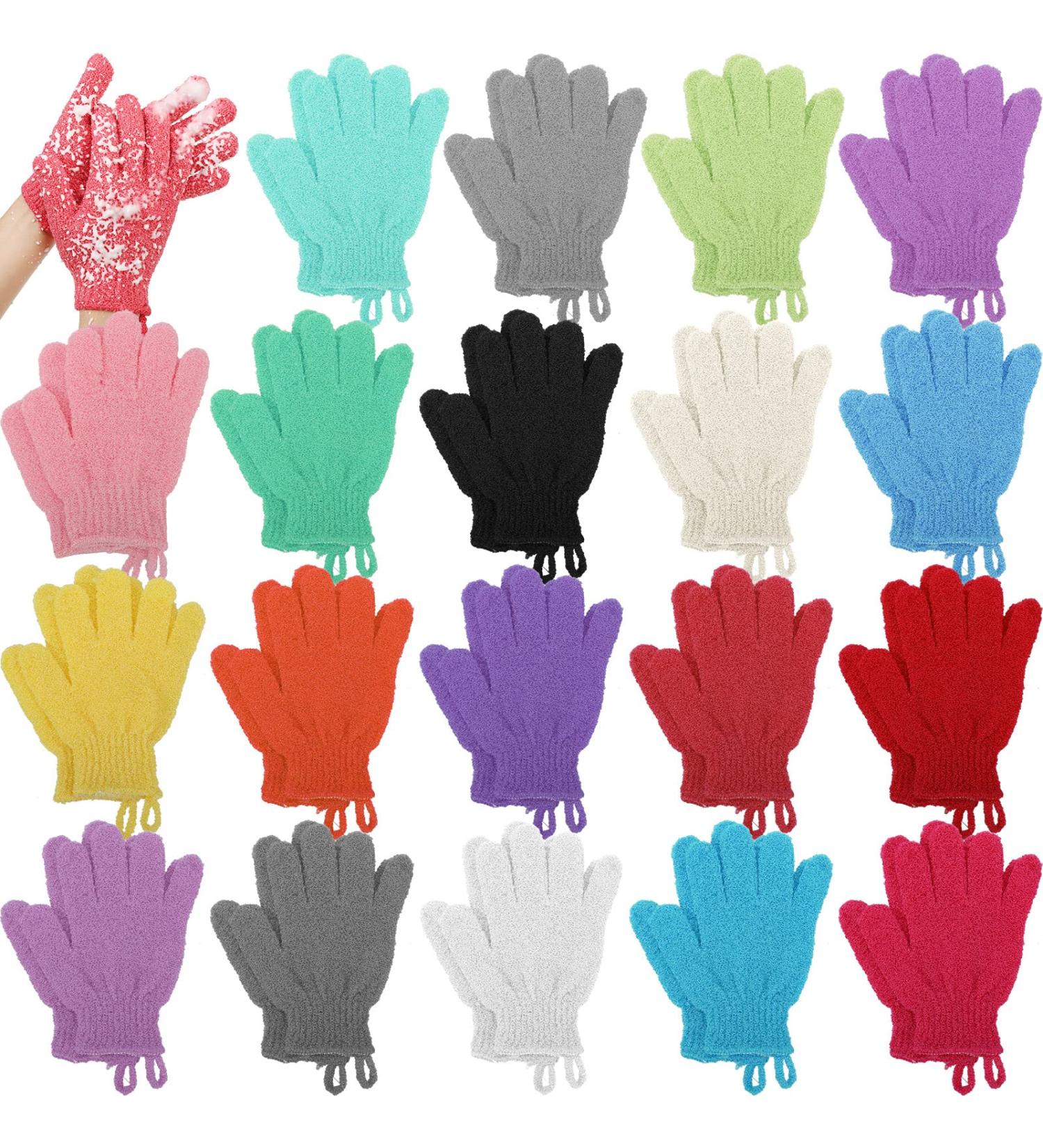 Exfoliating Gloves for Smooth Skin - 40 Pieces Body Scrub Gloves for Dead Skin Removal | Bath and Shower Exfoliator for Men and Women - 20 Colors - Buy Online on GoSupps.com
