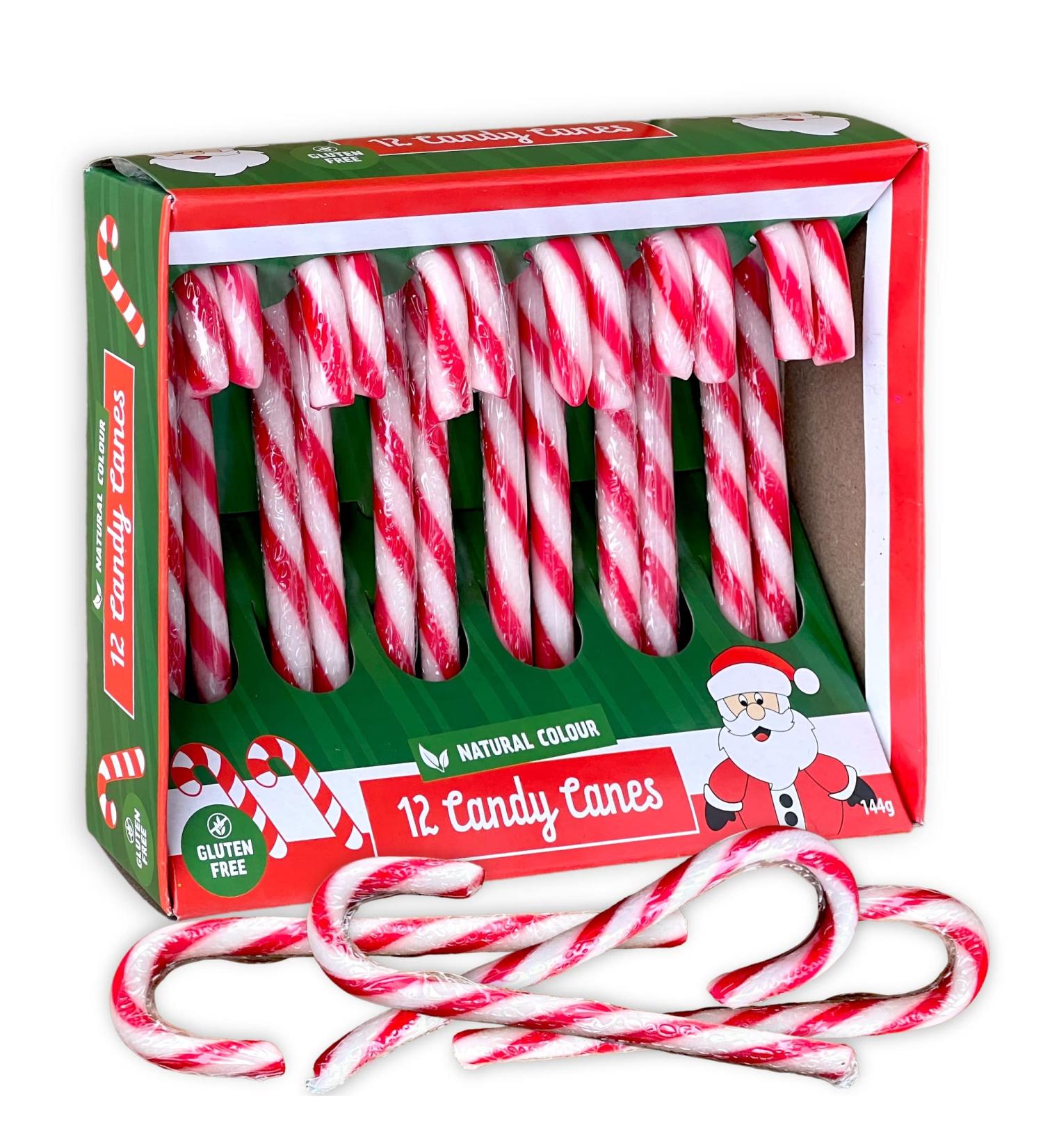 Mijoma Strawberry Candy Canes - Natural Red/White Striped Christmas Tree Decorations & Gift Hangers (12 x 12g Pack) - Buy Online on GoSupps.com