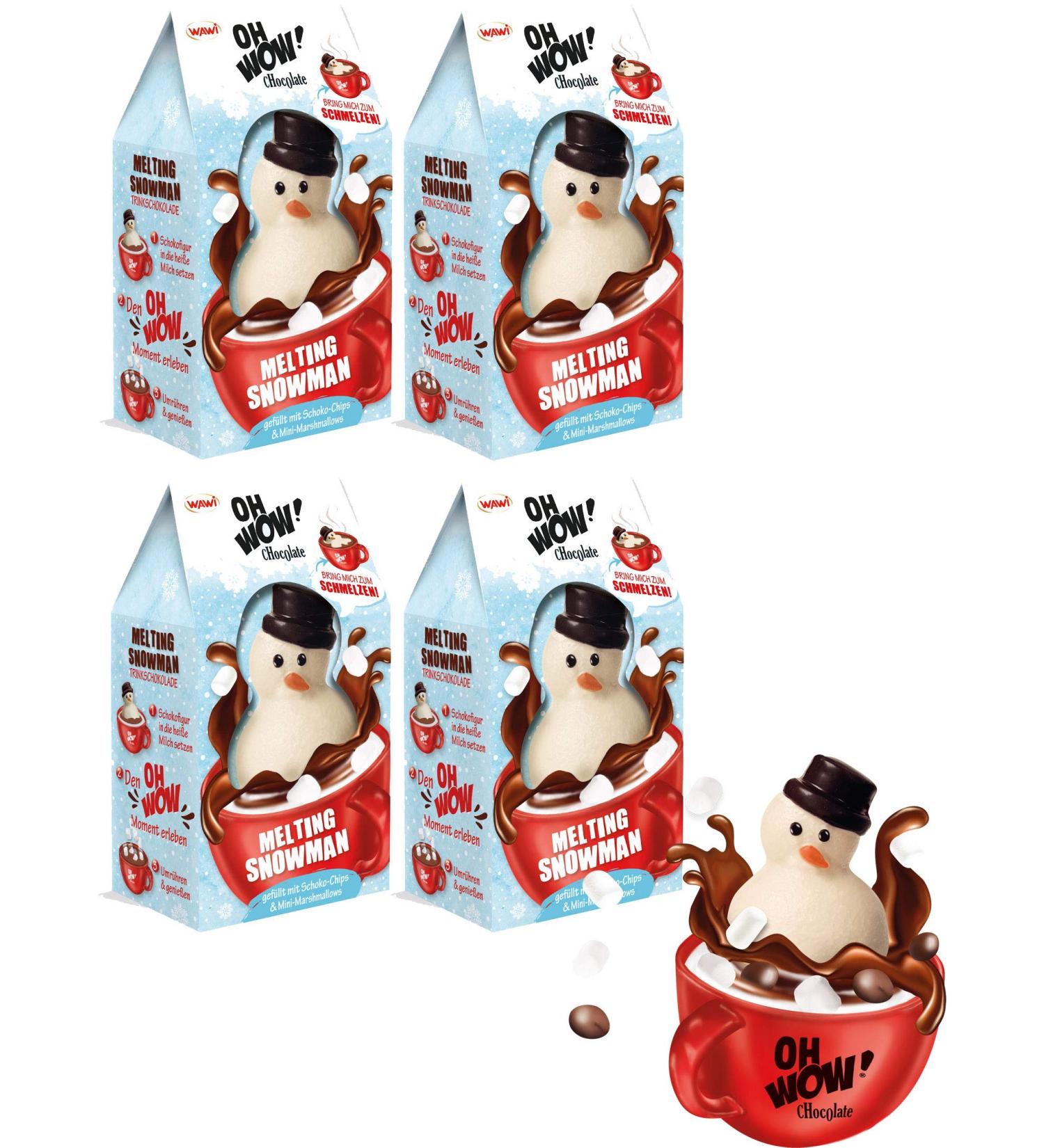 Buy Wawi Oh Wow Chocolate Melting Snowman - Milk Chocolate & Mini Marshmallows | 75g x 4 - International Shipping Available - Buy Online on GoSupps.com
