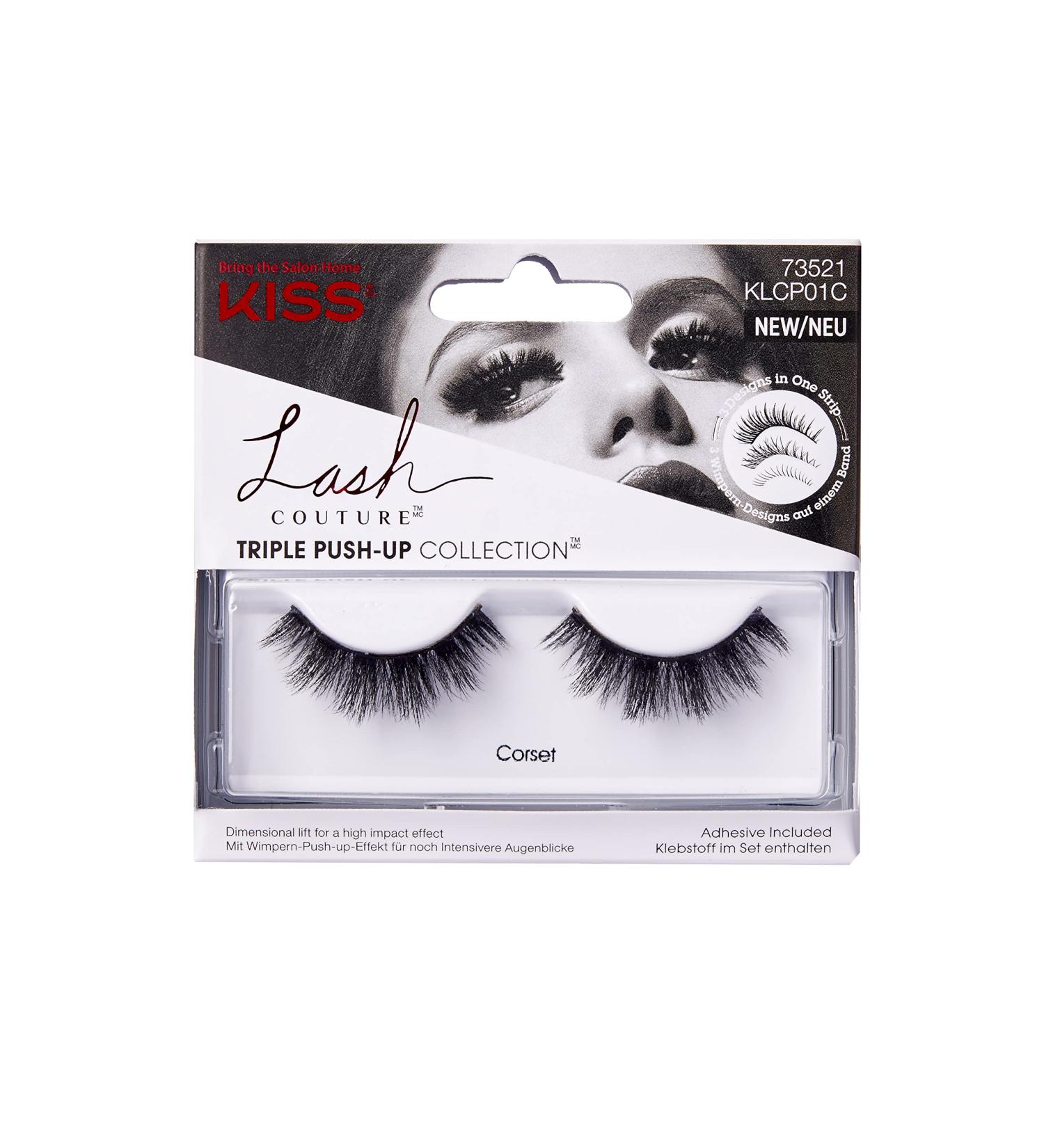 KISS Lash Couture Triple Push Up Collection 1 Pair of False Lashes Corset 3D Volume False Eyelashes Cruelty-Free Reusable includes Lash Glue - Buy Online on GoSupps.com