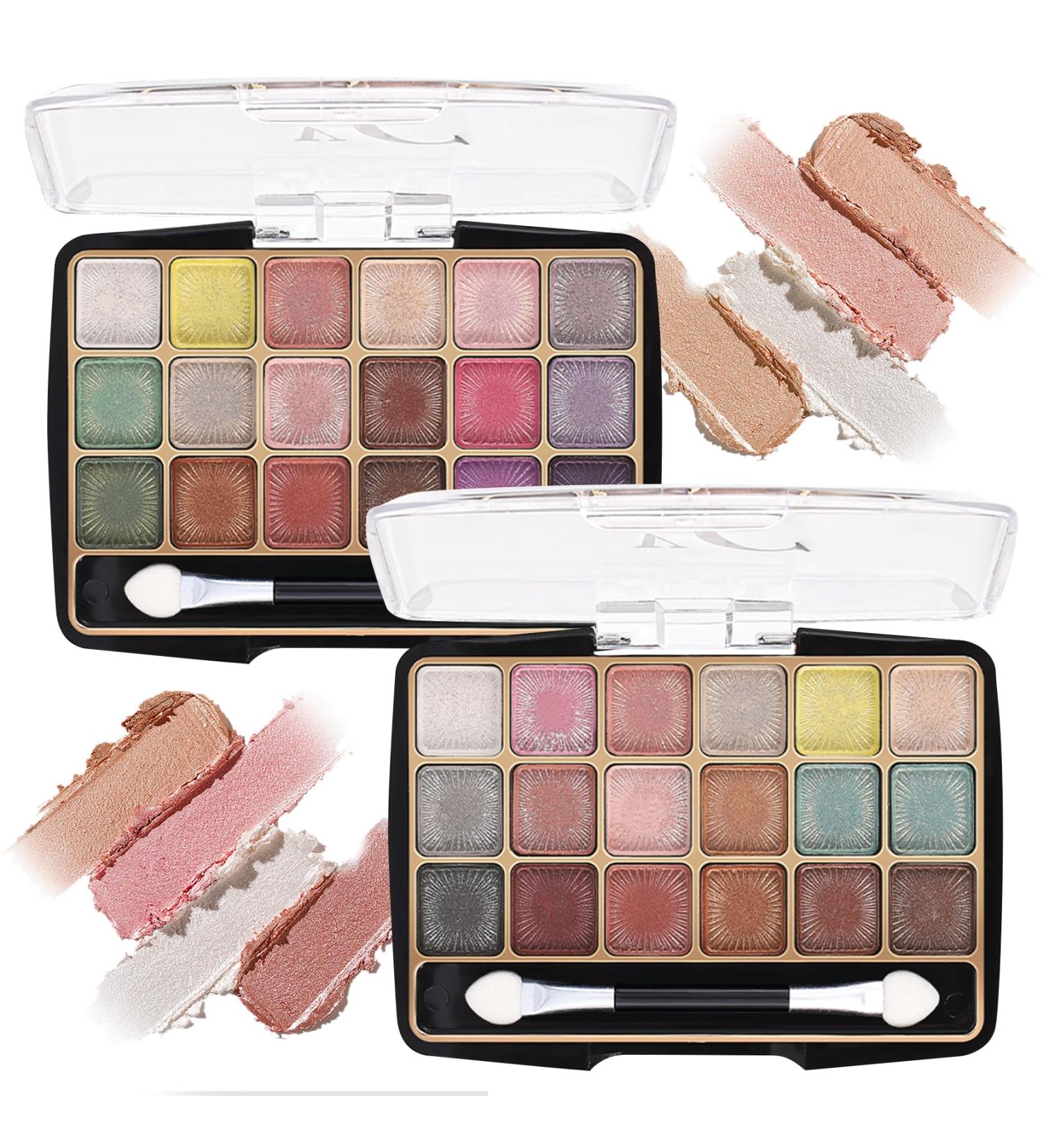 2PCS Glitter Smokey Eyeshadow Palette - Highly Pigmented Long Lasting Waterproof Makeup Gift Set for Women - Buy Online on GoSupps.com