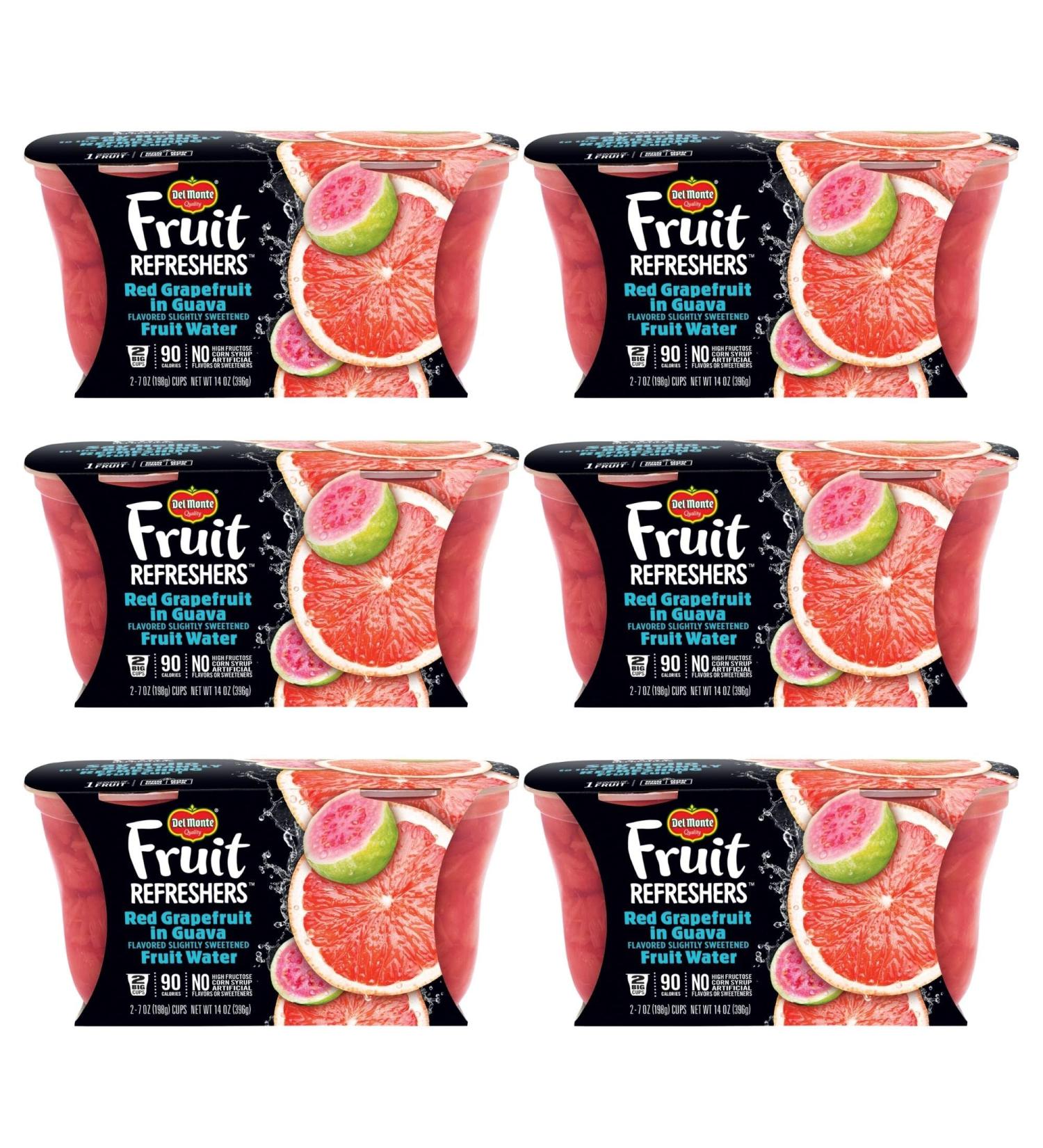 Del Monte Red Grapefruit in Guava Fruit Water Cups 7oz (2 ct, Pack of 6) - Refreshing Snack - Buy Online on GoSupps.com