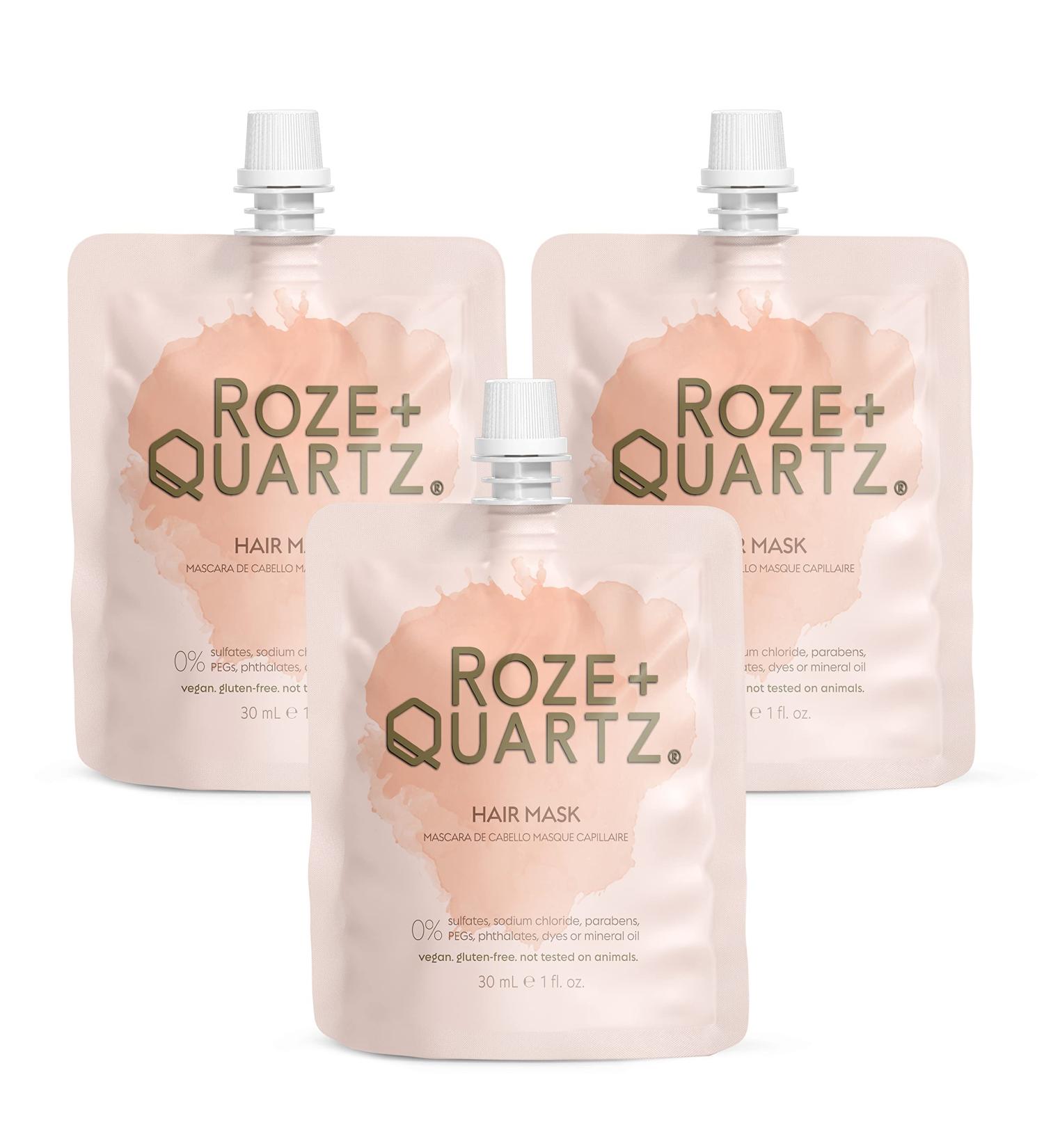 Roze Quartz Hair Mask - 3 Pack (1oz/30mL each) | Deep Conditioning Treatment for Healthy Growth | Ideal for Color Treated Hair | Sunflower Oil & Vitamin E Formula - Buy Online on GoSupps.com