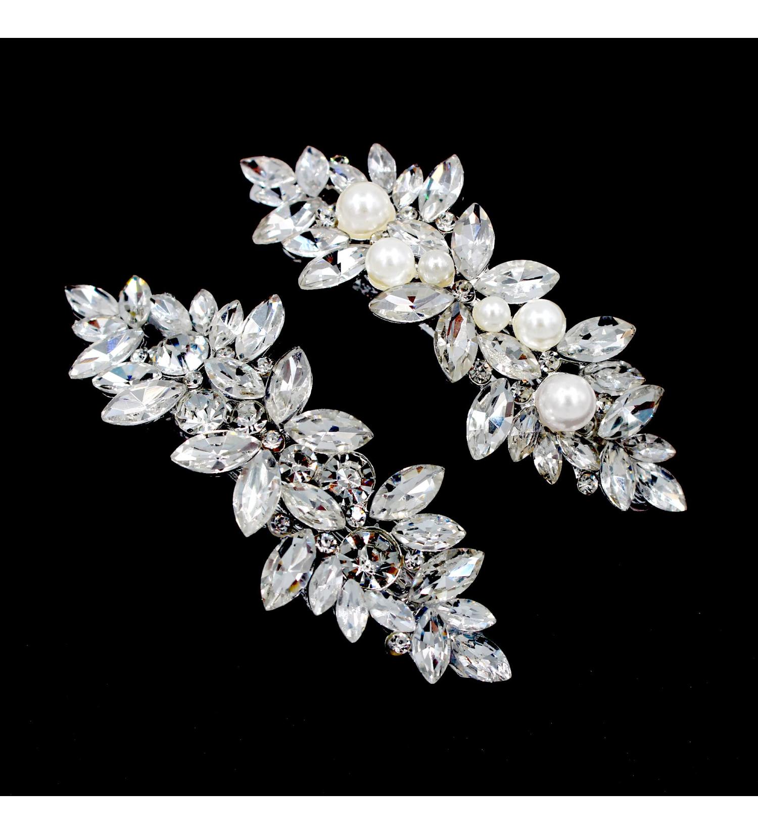 Fireach Crystal Rhinestone Pearl Hair Barrettes for Women | Bridal Hair Pins French Accessories | Vintage White Spring Hair Clips for Girls | Wedding Jewelry - Buy Online on GoSupps.com