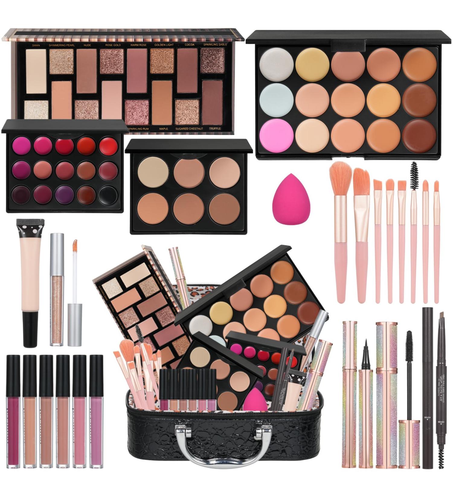 All In One Makeup Kit for Girls | Full Makeup Set for Women | Includes Sponge Eyeshadow Liquid Lipstick Concealer Eyeliner | Perfect Gift | TY-Kit022 - Buy Online on GoSupps.com