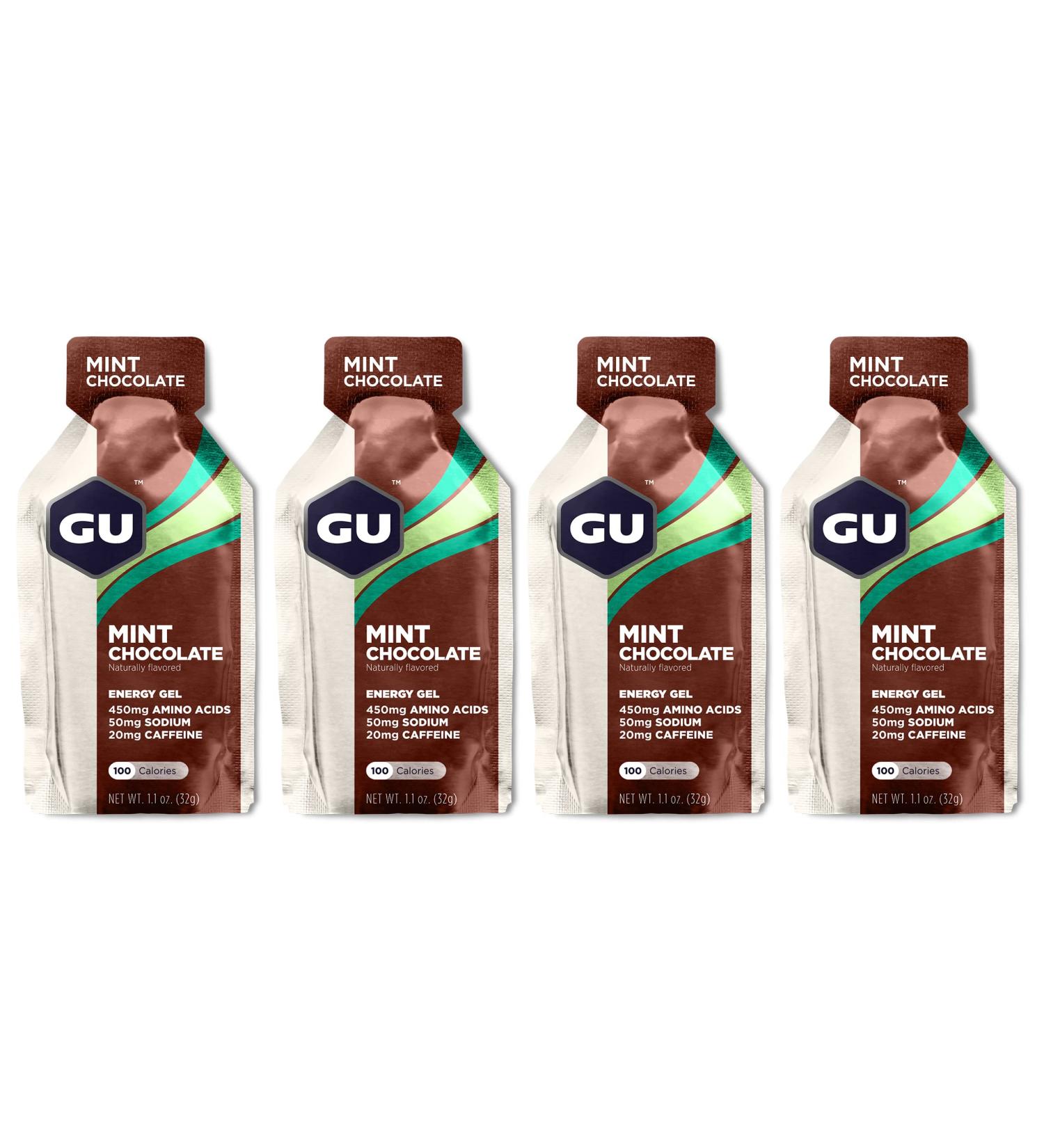 GU Energy Running Gels - 4 Gel Taster Pack - Sports Energy Gels For Running Cycling Triathlon (Mint Chocolate) - Buy Online on GoSupps.com