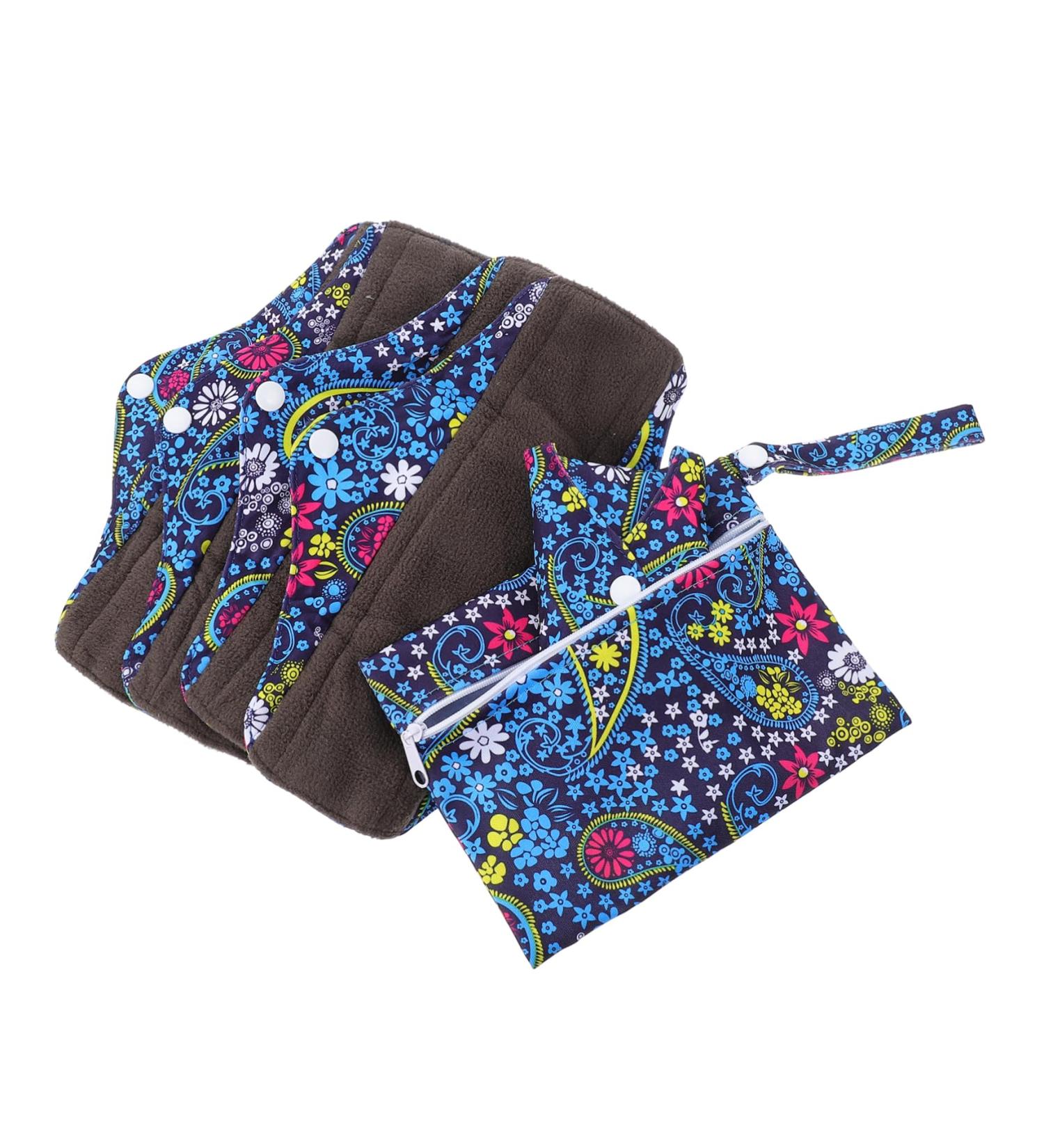 Mama Cloth 6Pcs Washable Menstrual Pads - Reusable Panty Liner Leak-Proof Napkin Charcoal Bamboo Pads - Assorted Colors - Pack of 6 - Buy Online on GoSupps.com