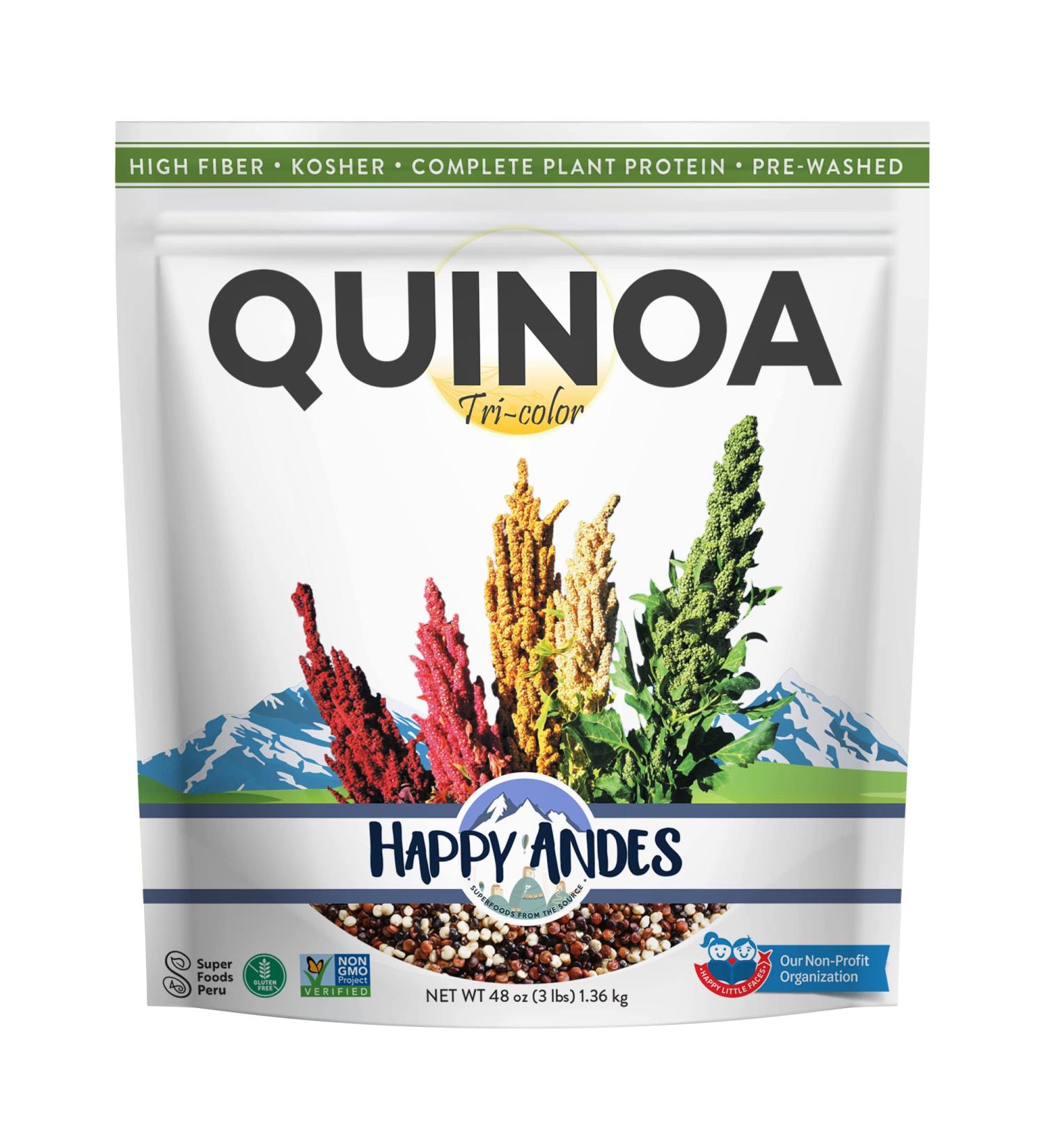 Happy Andes Tri-Color Quinoa: Non-GMO Gluten-Free Whole Grain Rice Substitute - 48 Oz - Buy Online on GoSupps.com