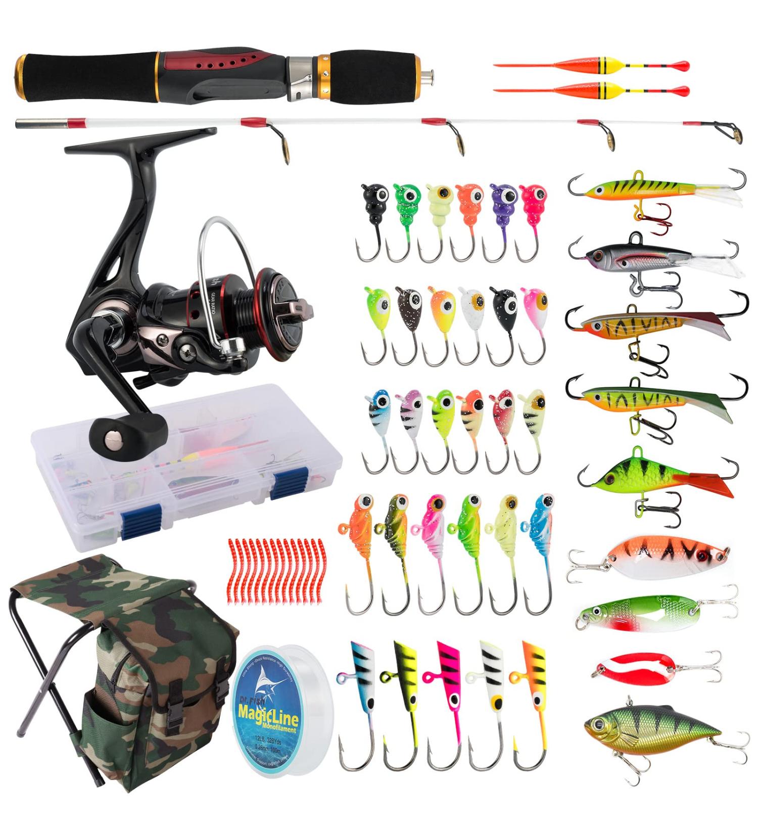 Dr.Fish Ice Fishing Rod and Reel Combo Set with Backpack Chair and Accessories - Buy Online on GoSupps.com