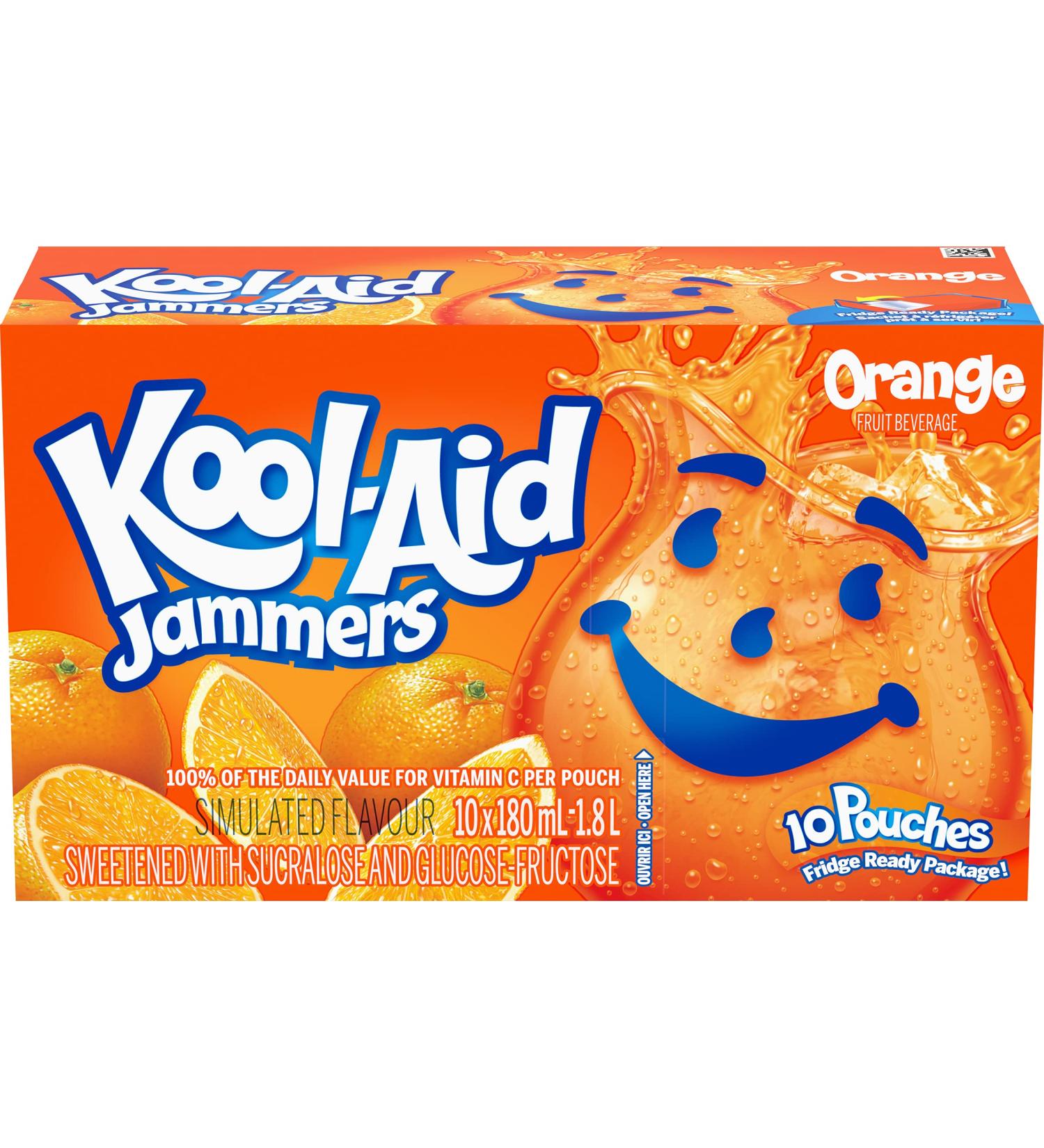 Kool-Aid Jammers Orange Flavour 1.8L (4 Boxes of 10 Pouches) - Buy Online on GoSupps.com