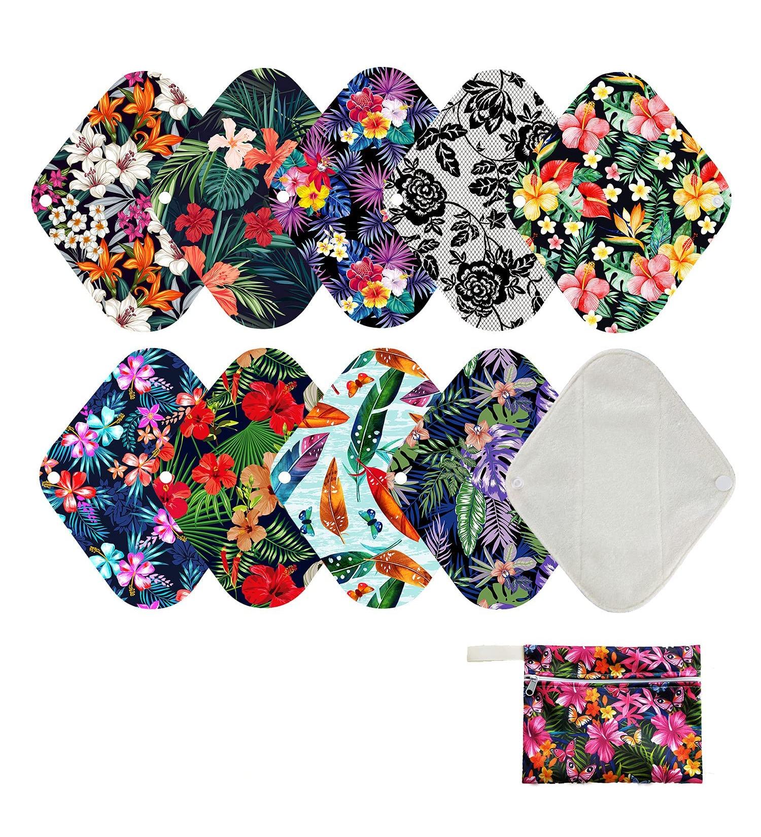 Organic Bamboo Super Absorbent Menstrual Cloth Pads - Reusable & Washable | Includes Storage Bags - Buy Online on GoSupps.com